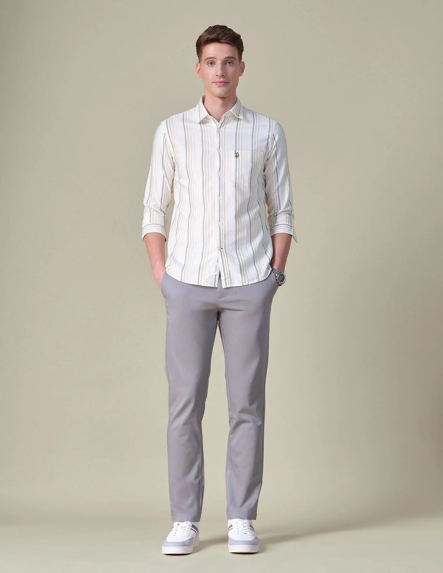 Vertical Striped Tailored Fit Shirt - Image 3