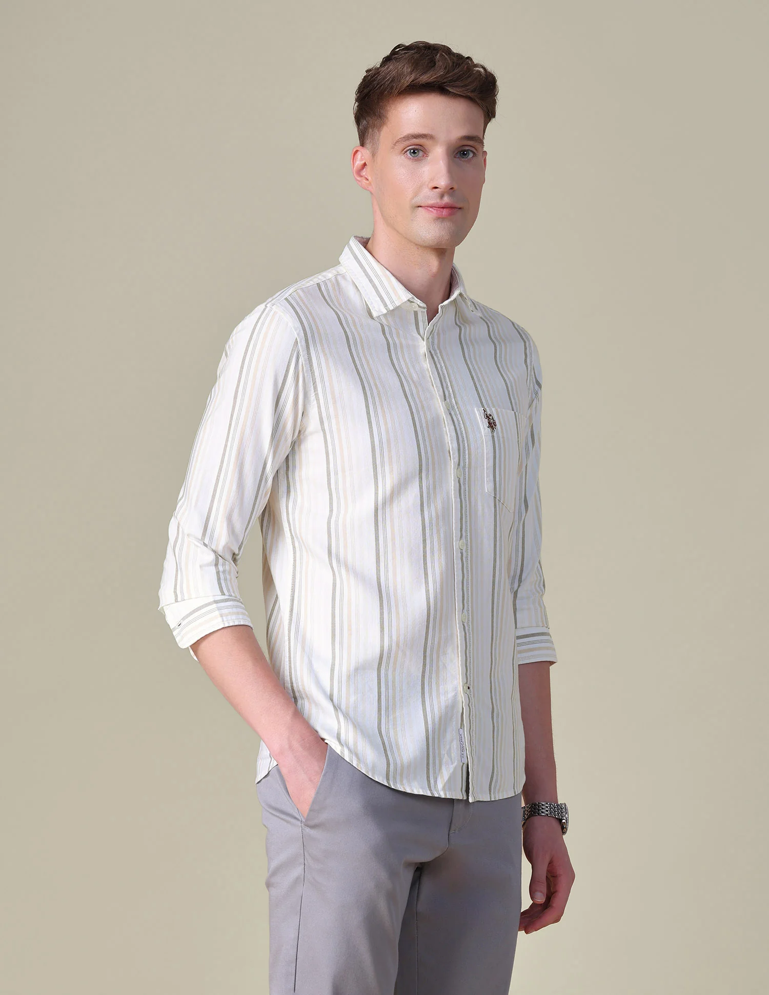Vertical Striped Tailored Fit Shirt - Image 4