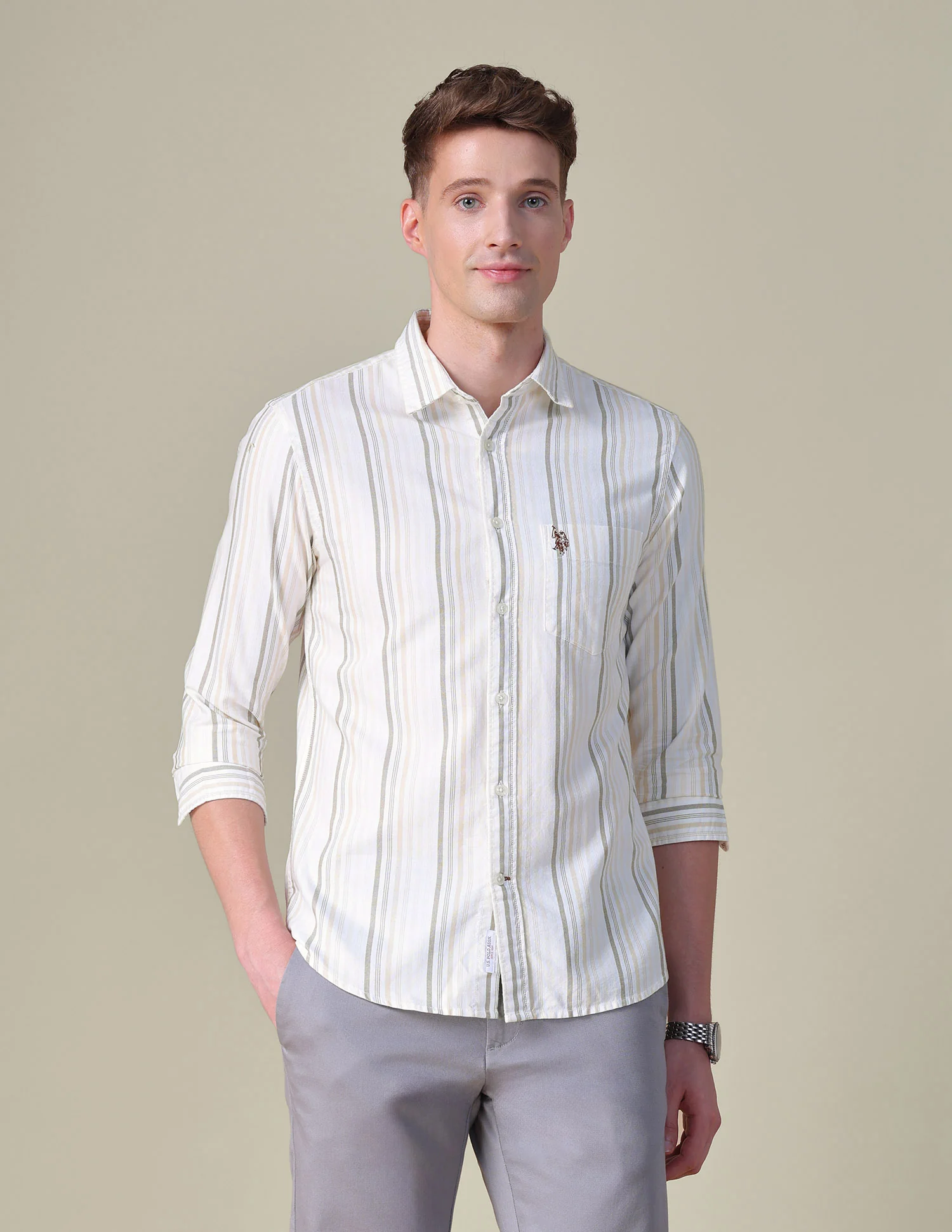 Vertical Striped Tailored Fit Shirt - Image 6