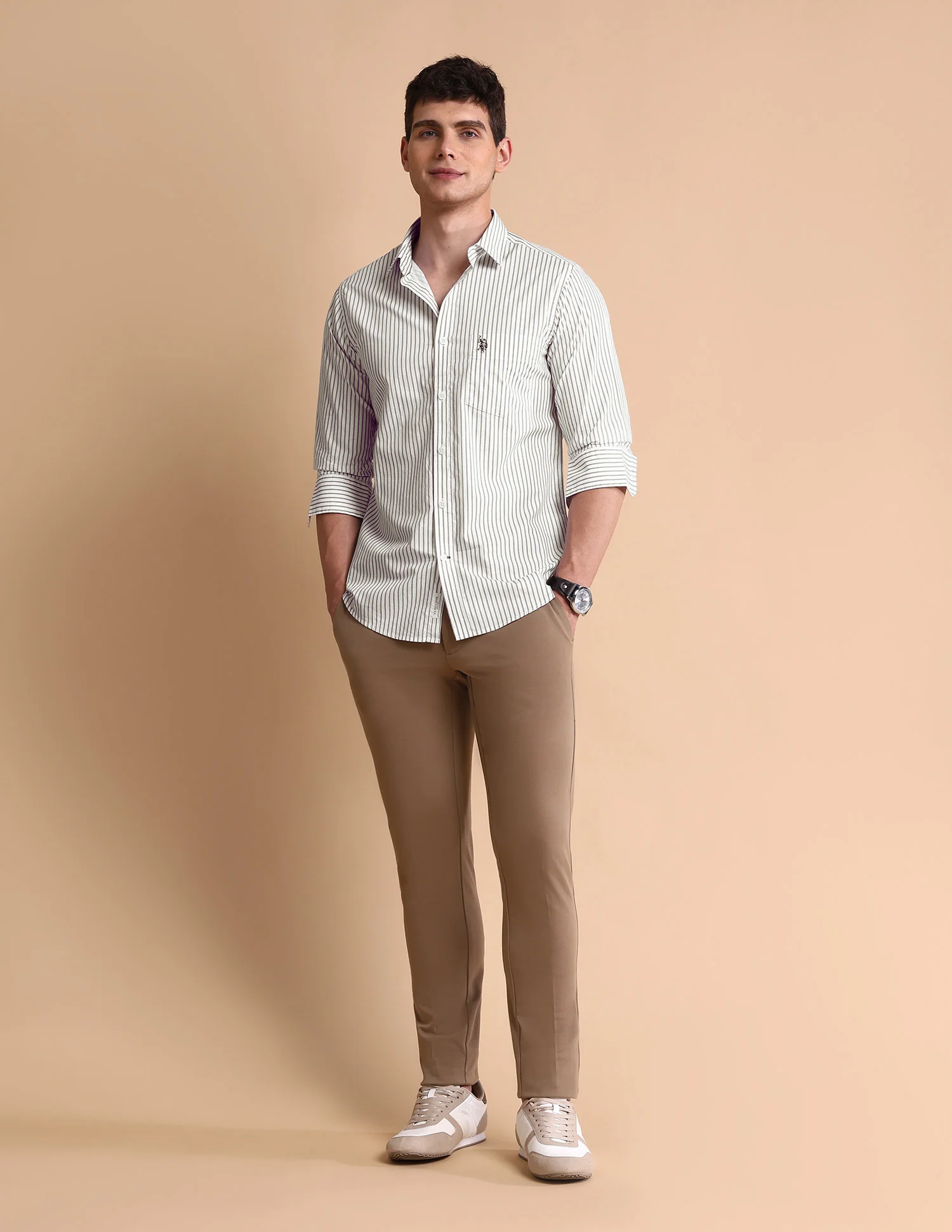 Vertical Striped Tailored Fit Shirt - Image 3