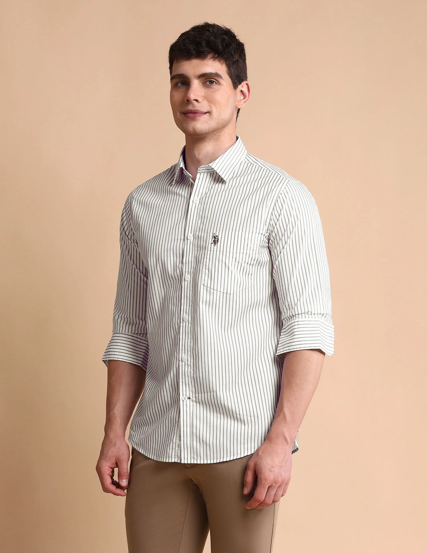 Vertical Striped Tailored Fit Shirt - Image 4
