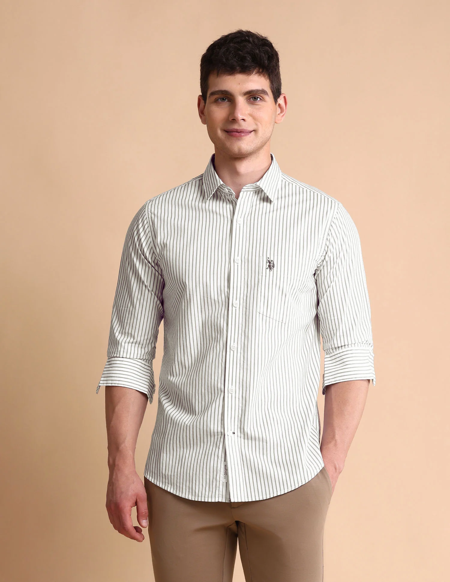 Vertical Striped Tailored Fit Shirt - Image 6