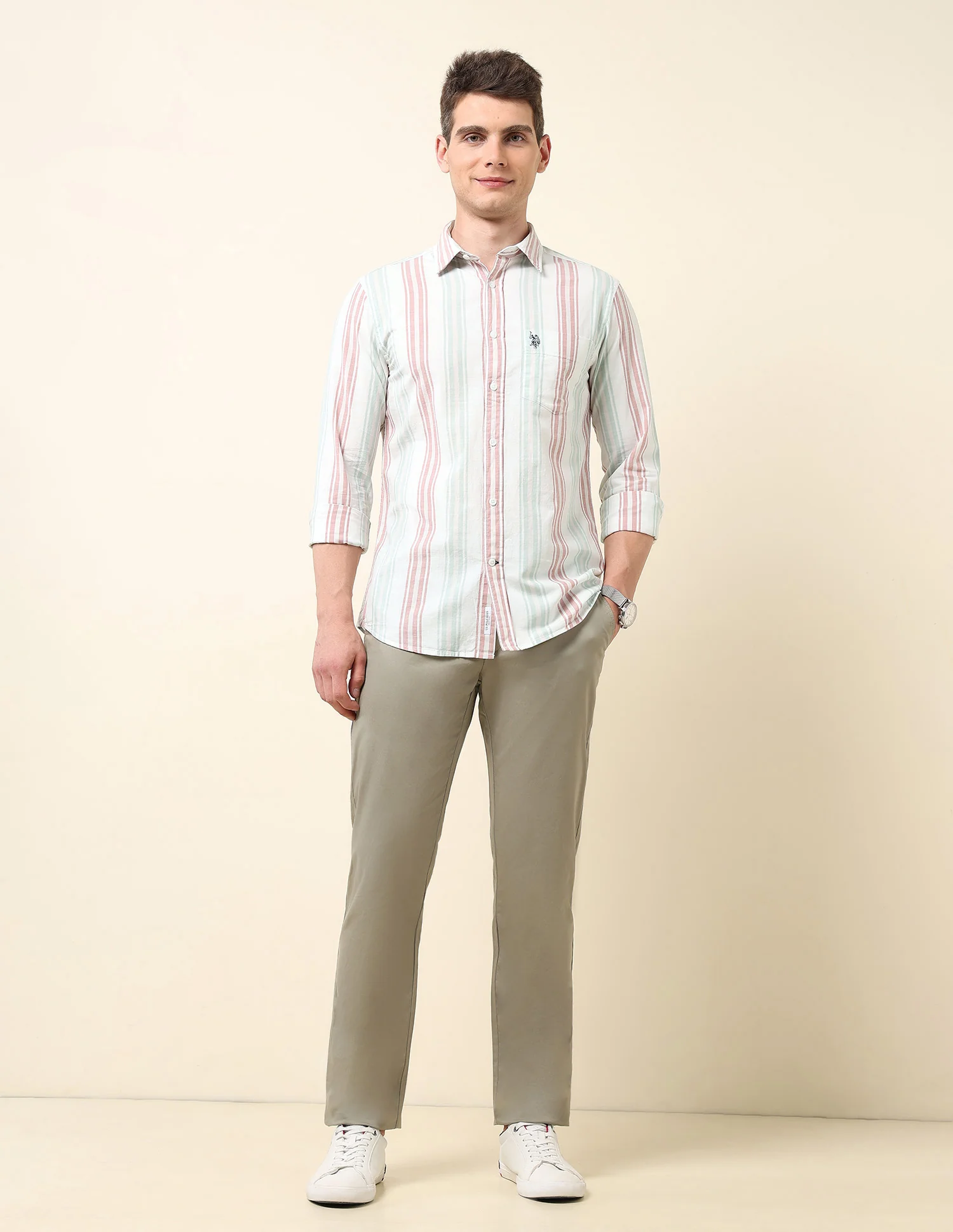 Vertical Striped Tailored Fit Shirt - Image 3