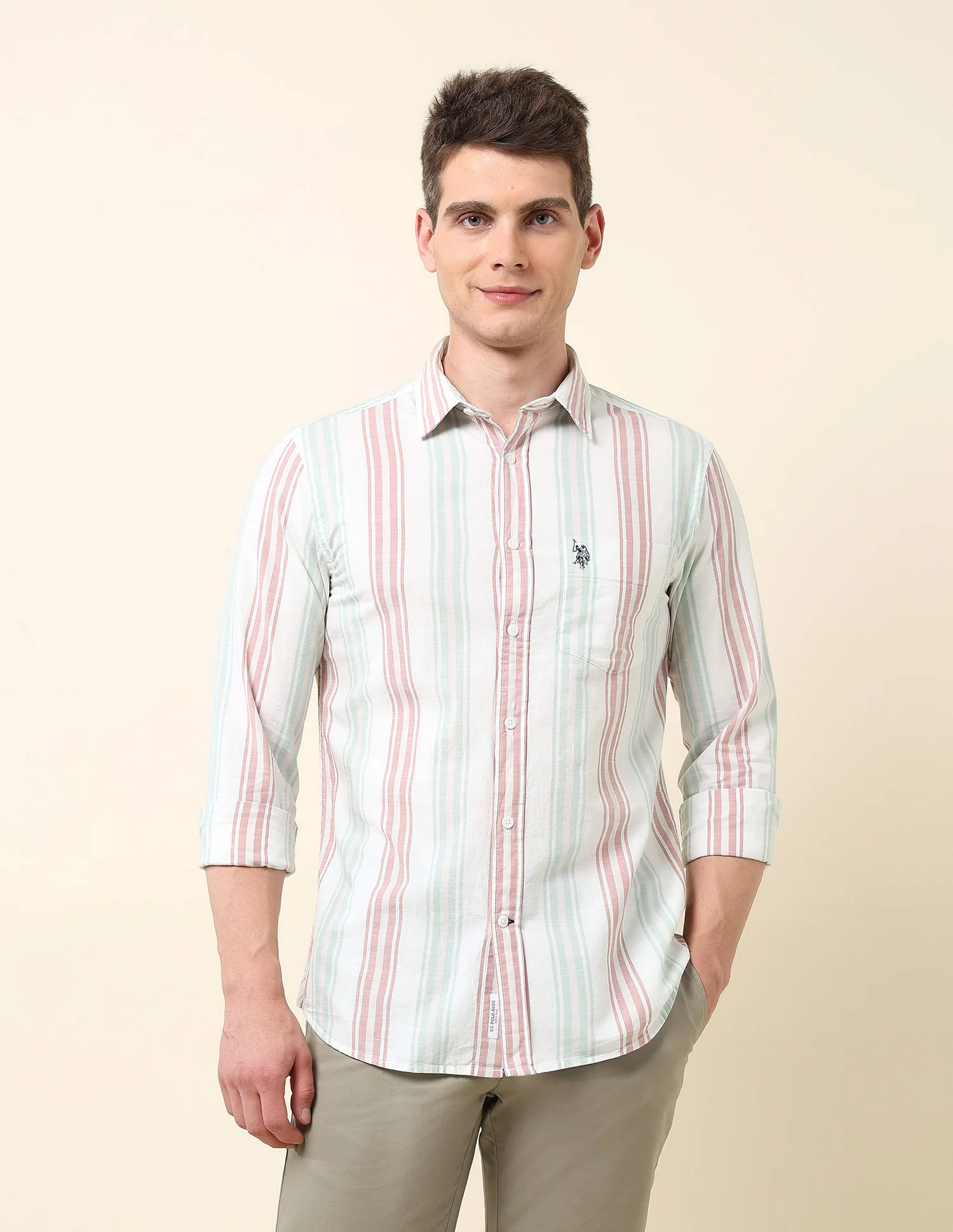 Vertical Striped Tailored Fit Shirt - Image 6