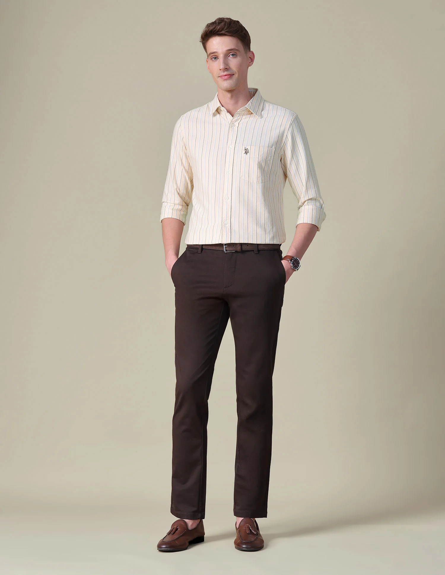 Vertical Striped Tailored Fit Shirt - Image 3