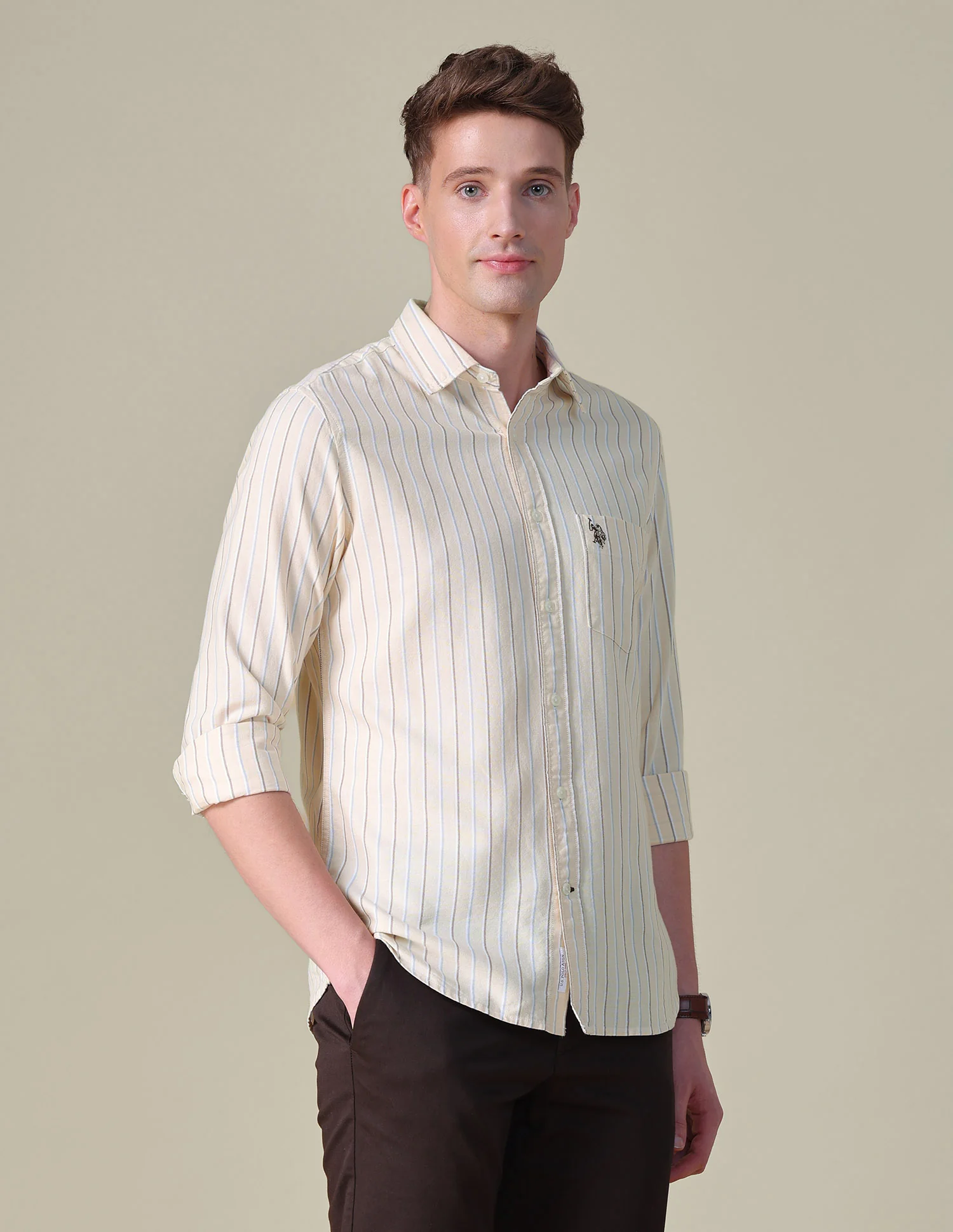 Vertical Striped Tailored Fit Shirt - Image 4
