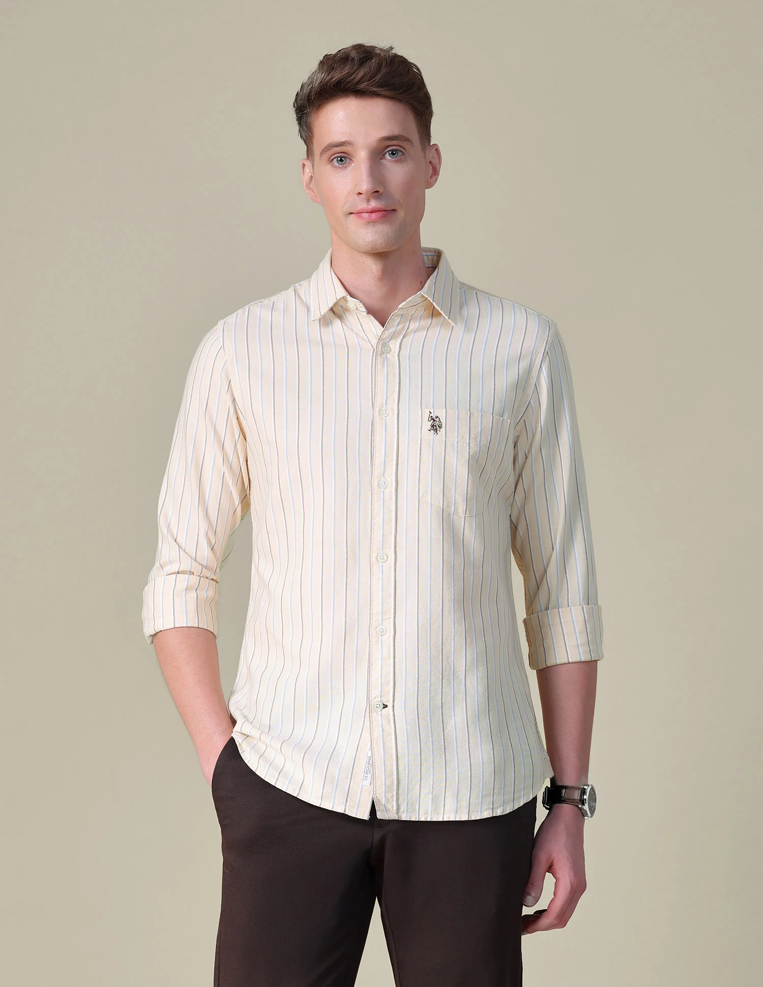 Vertical Striped Tailored Fit Shirt - Image 6