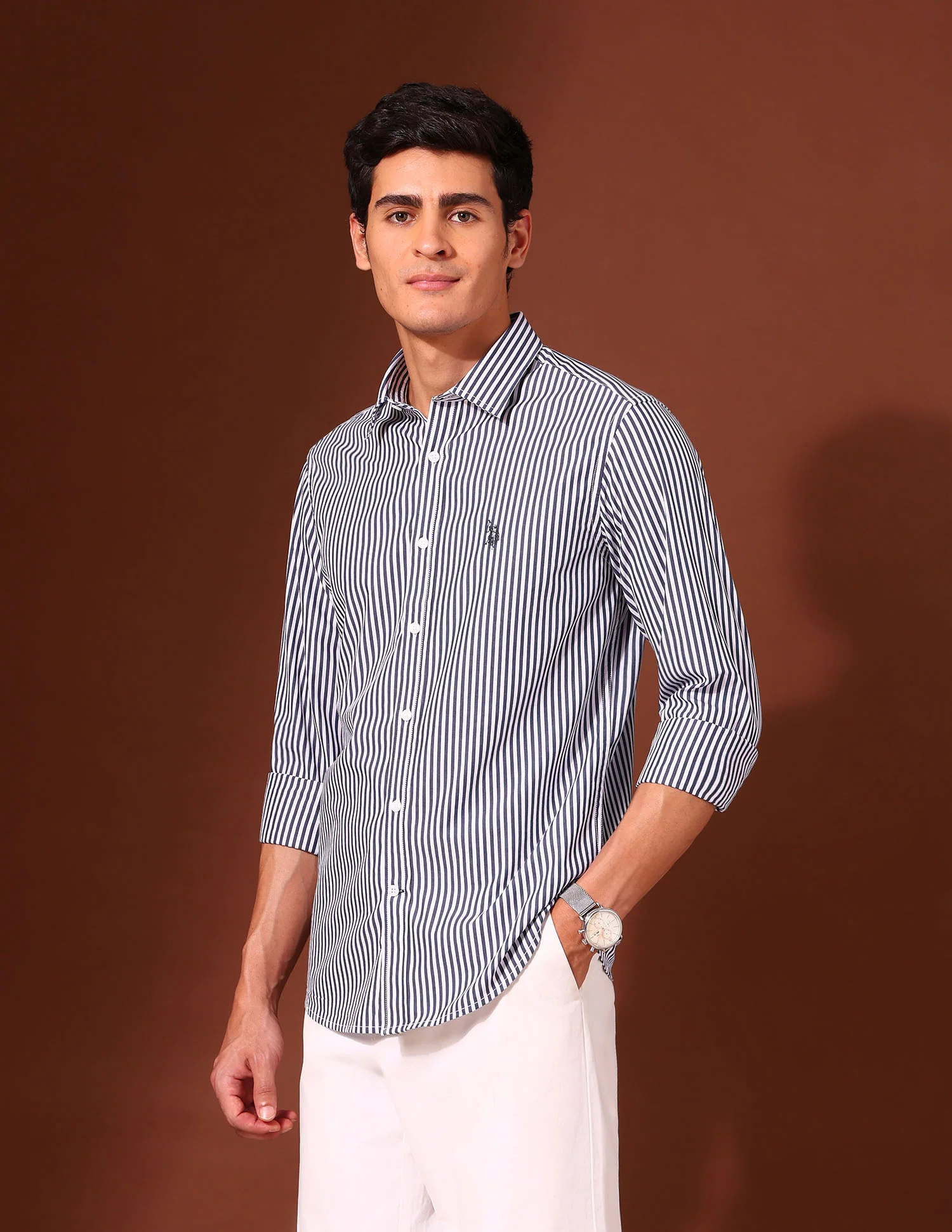 Vertical Striped Tailored Fit Formal Shirt - Image 4