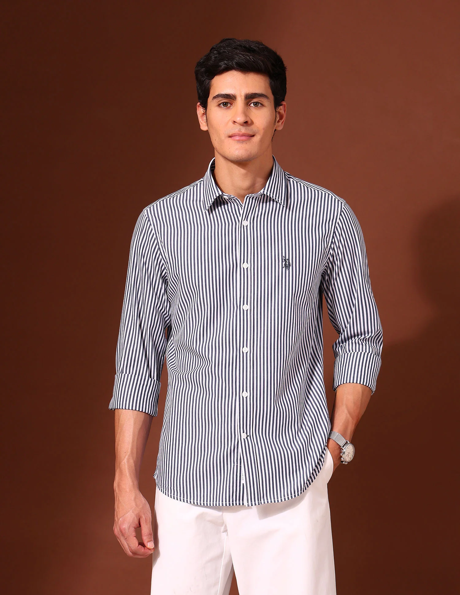Vertical Striped Tailored Fit Formal Shirt - Image 6