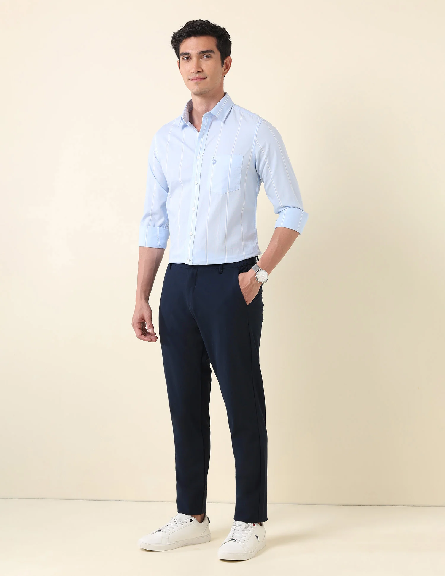Vertical Striped Tailored Fit Shirt - Image 3