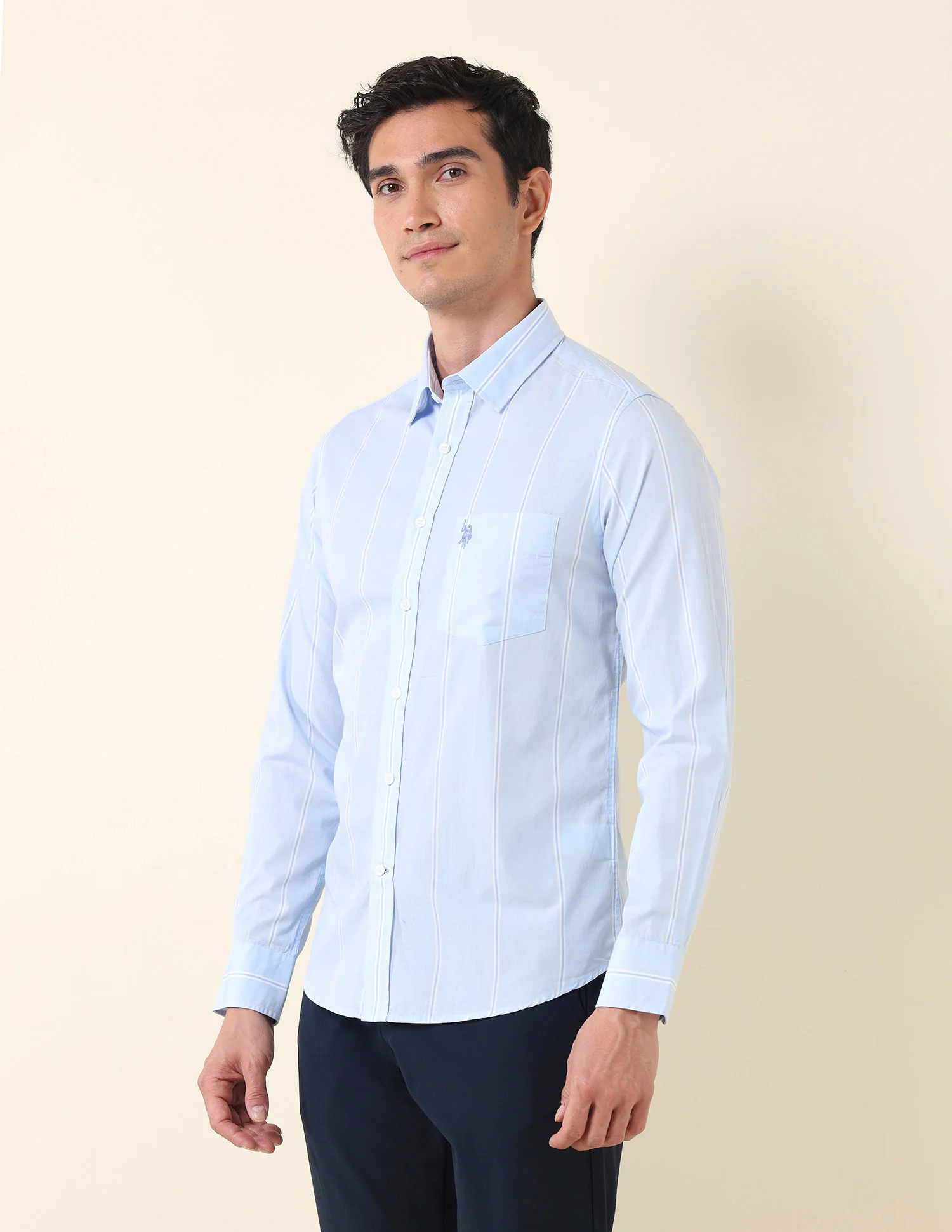 Vertical Striped Tailored Fit Shirt - Image 4