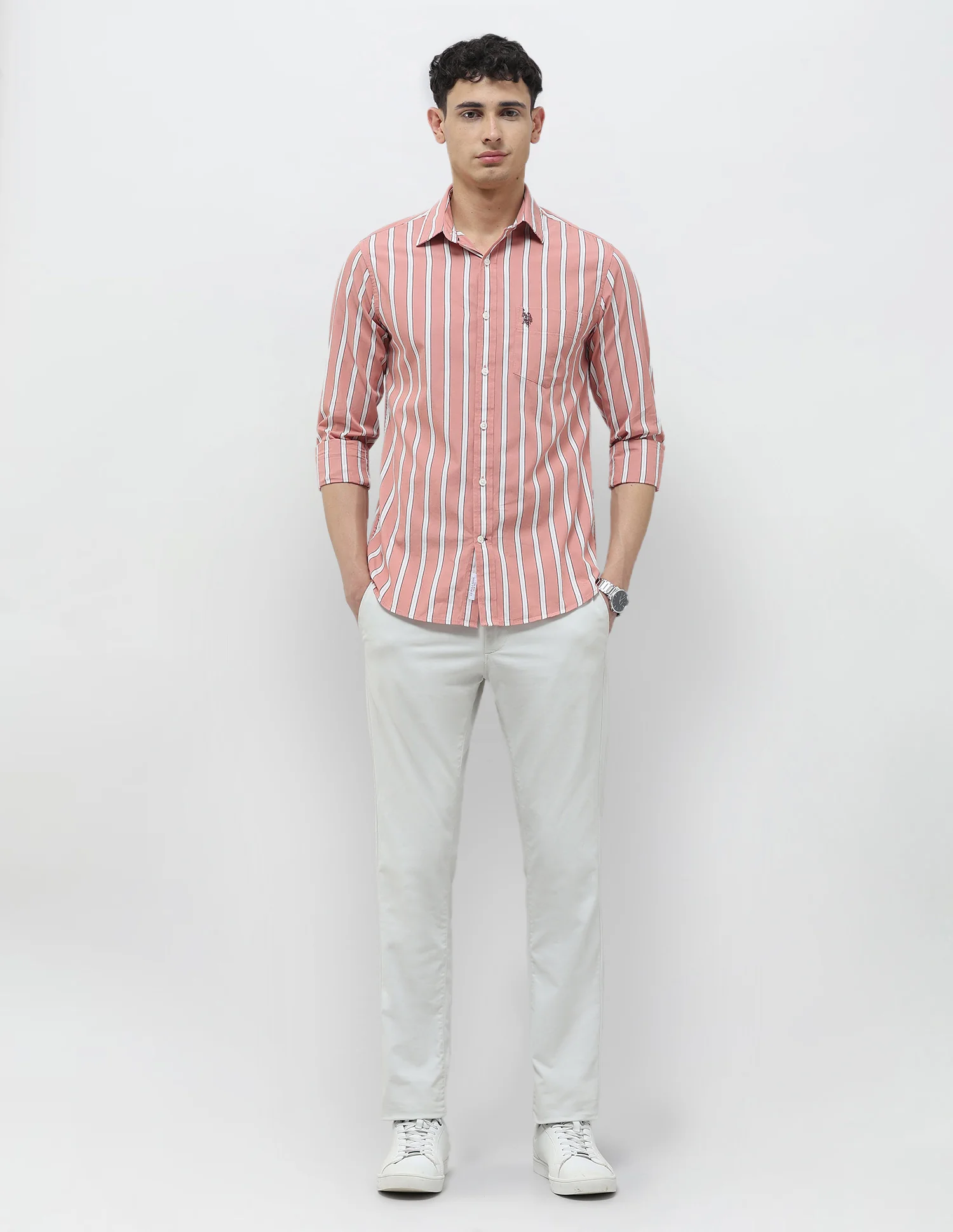 Vertical Striped Tailored Fit Shirt - Image 3