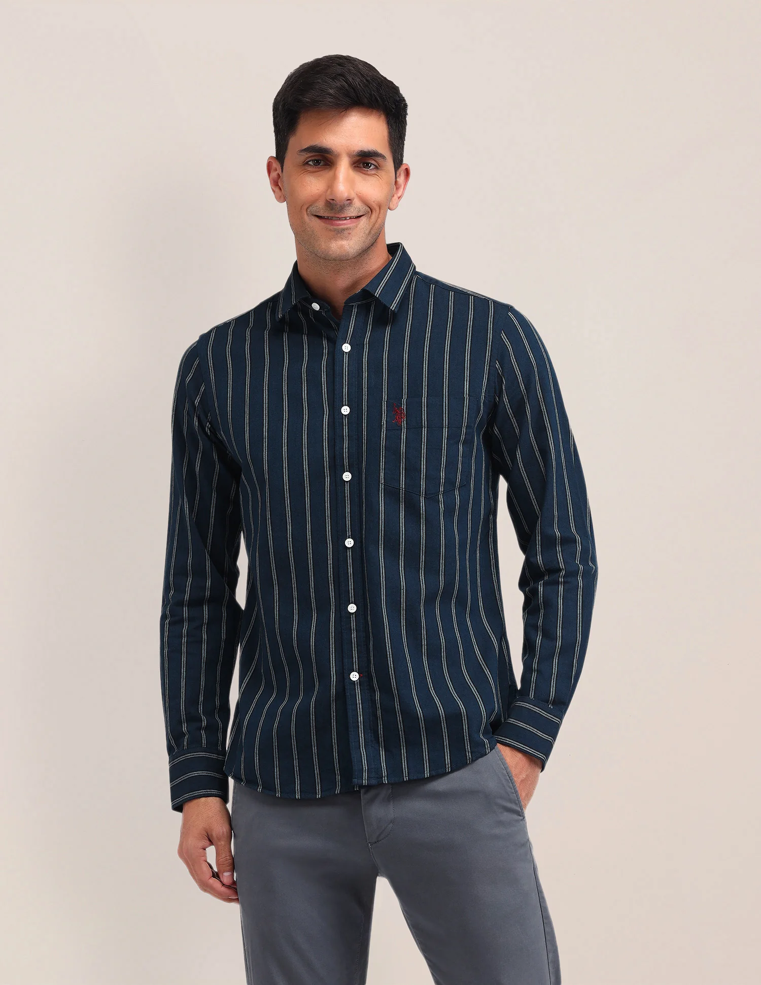 Vertical Striped Tailored Fit Shirt - Image 6