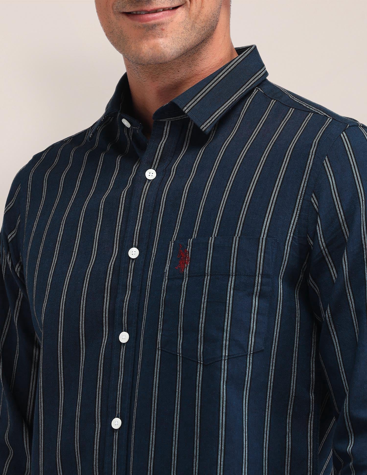 Vertical Striped Tailored Fit Shirt - Image 7