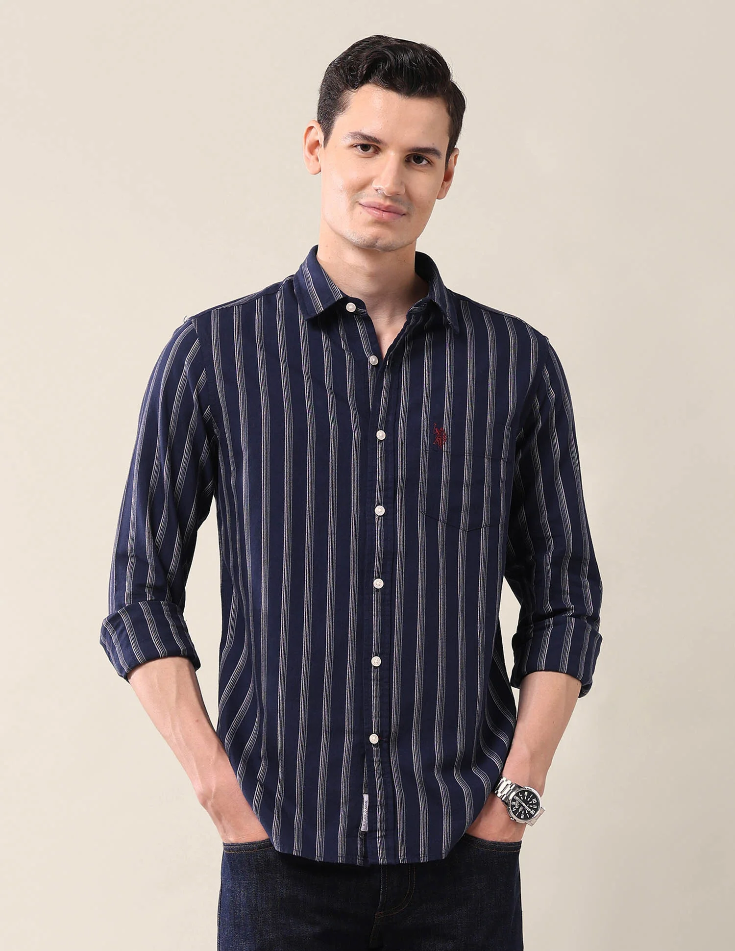 Vertical Striped Tailored Fit Shirt