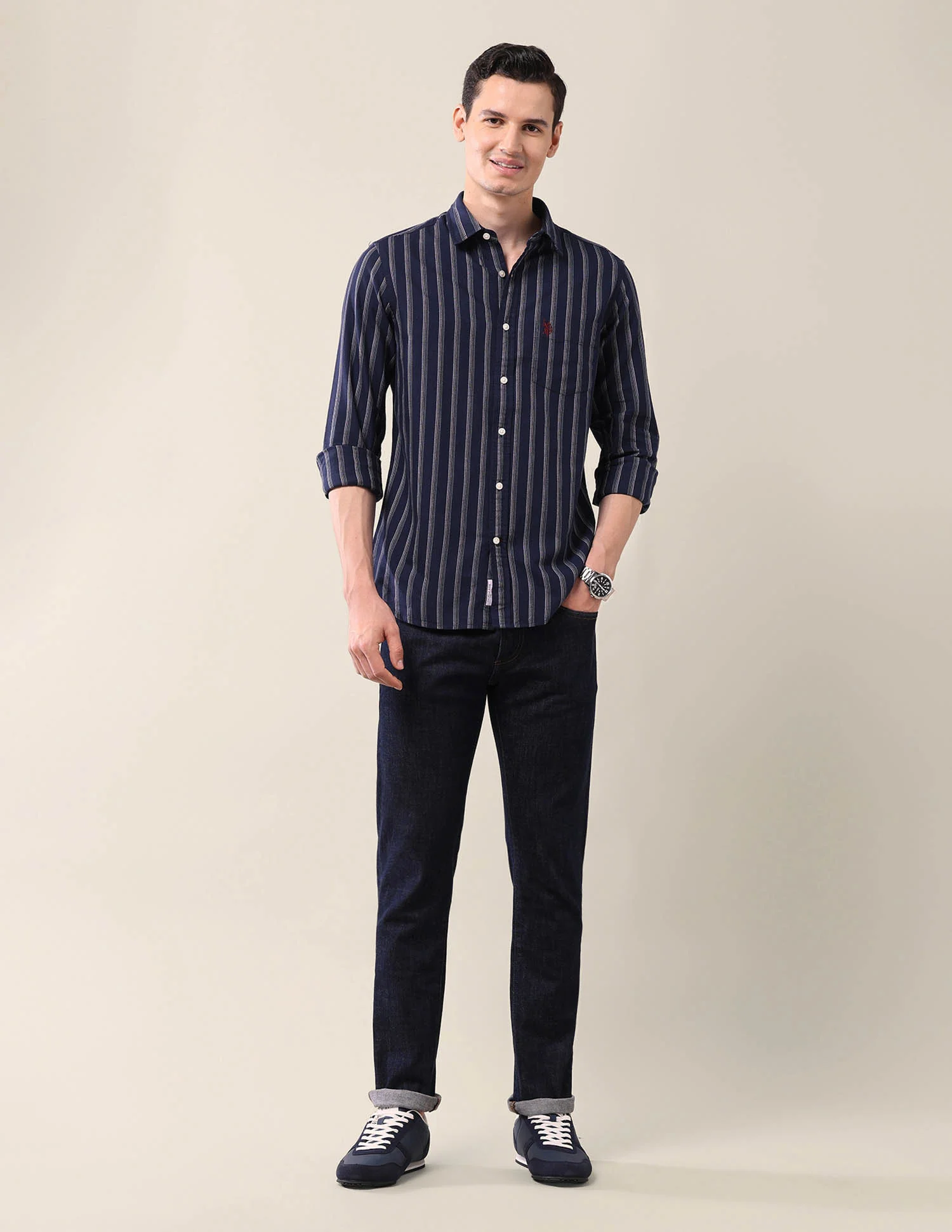 Vertical Striped Tailored Fit Shirt - Image 3