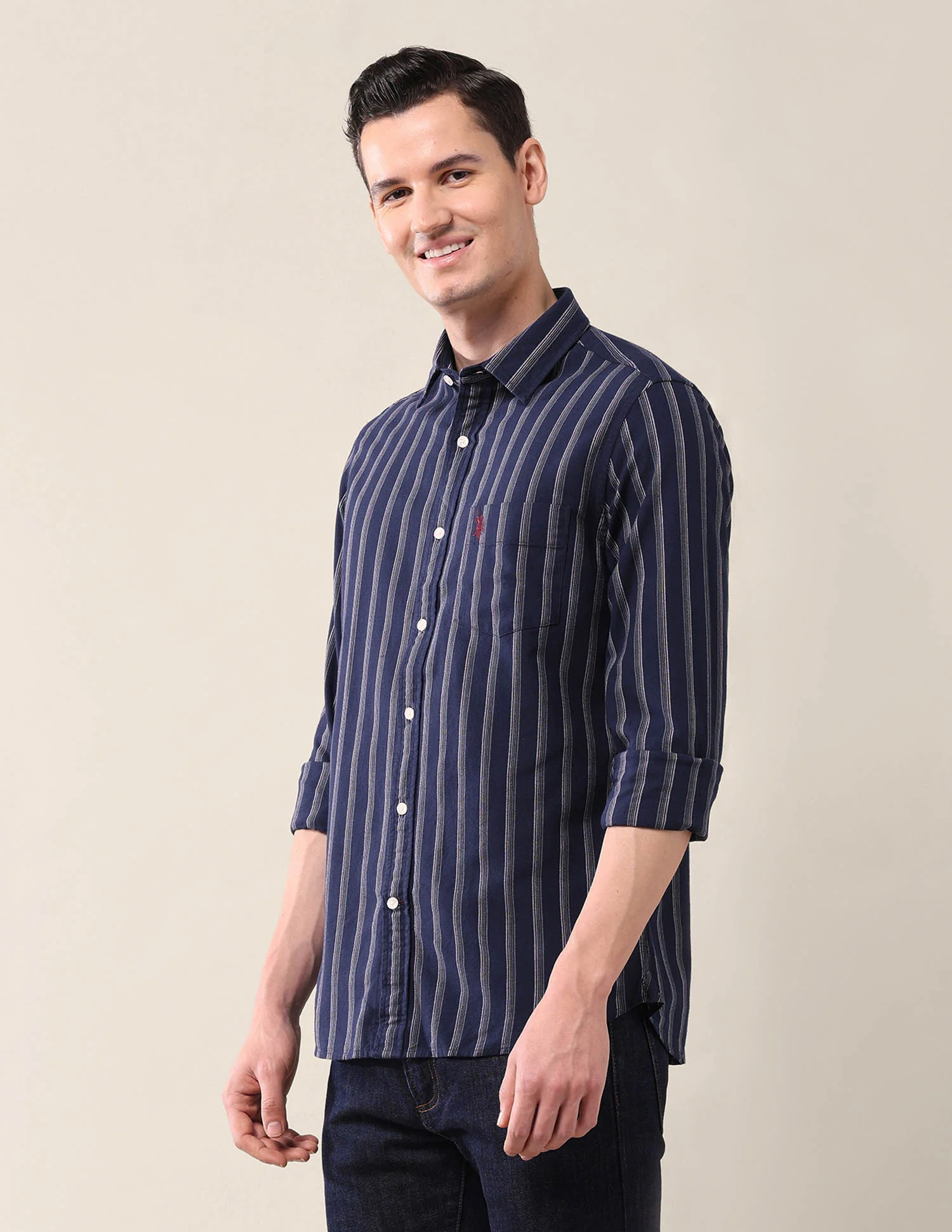 Vertical Striped Tailored Fit Shirt - Image 4