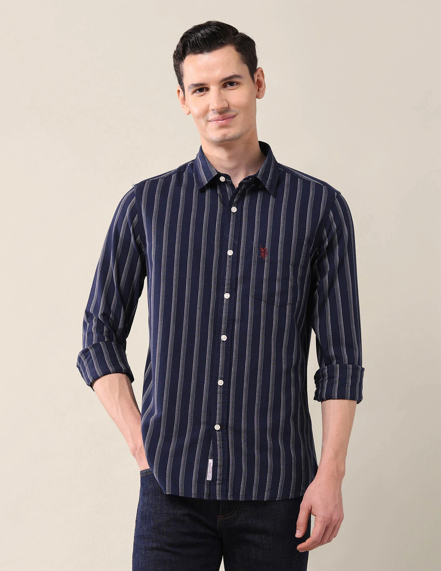 Vertical Striped Tailored Fit Shirt - Image 6