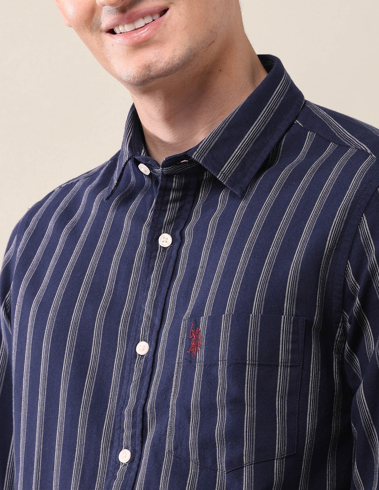 Vertical Striped Tailored Fit Shirt - Image 7