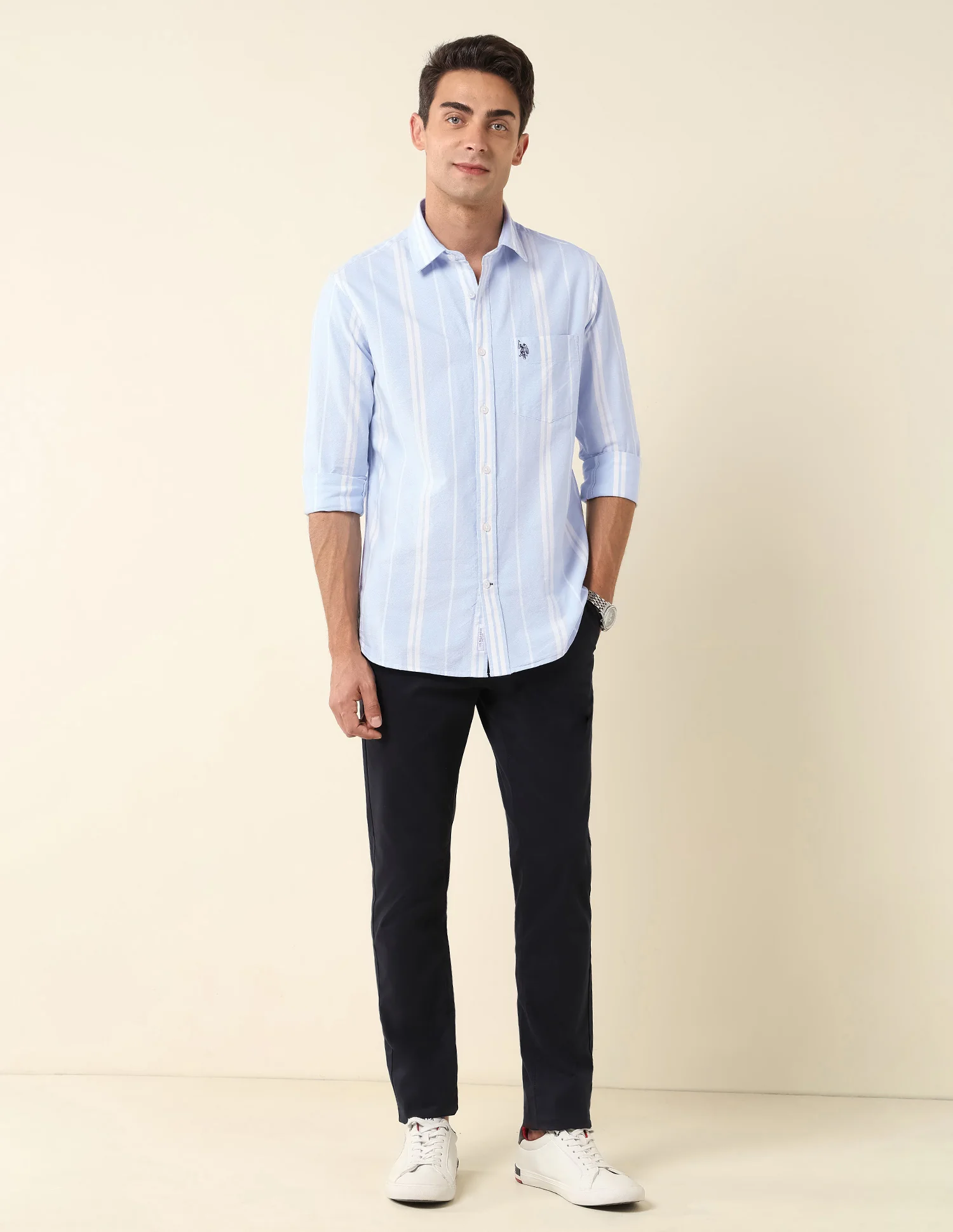Vertical Striped Tailored Fit Shirt - Image 3