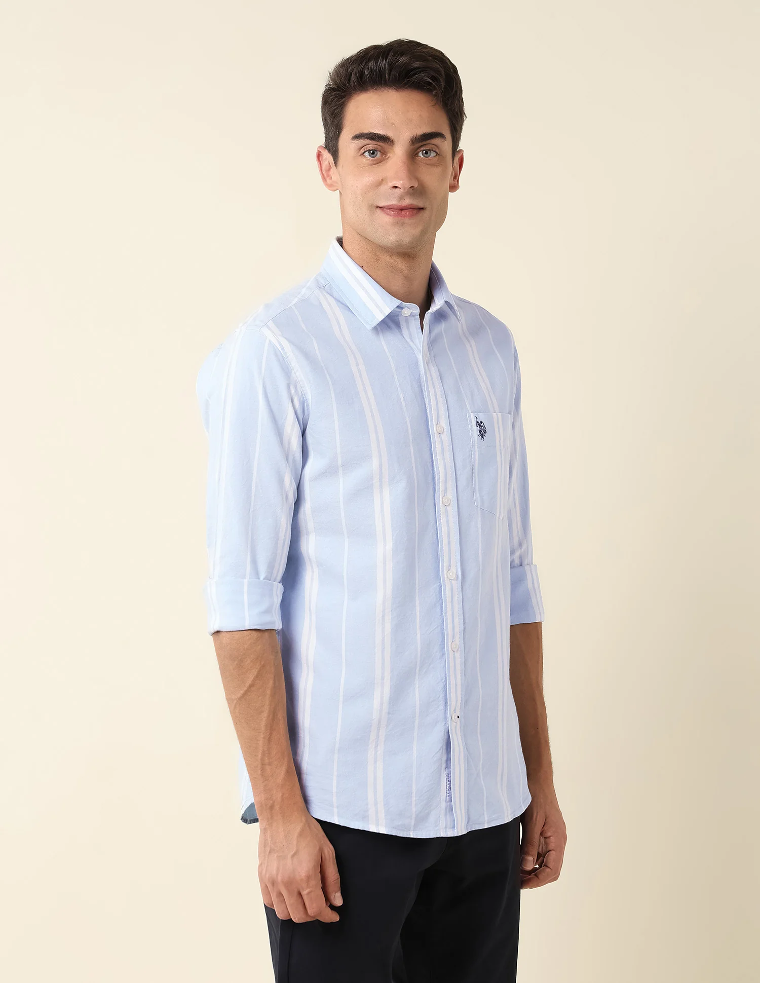 Vertical Striped Tailored Fit Shirt - Image 4