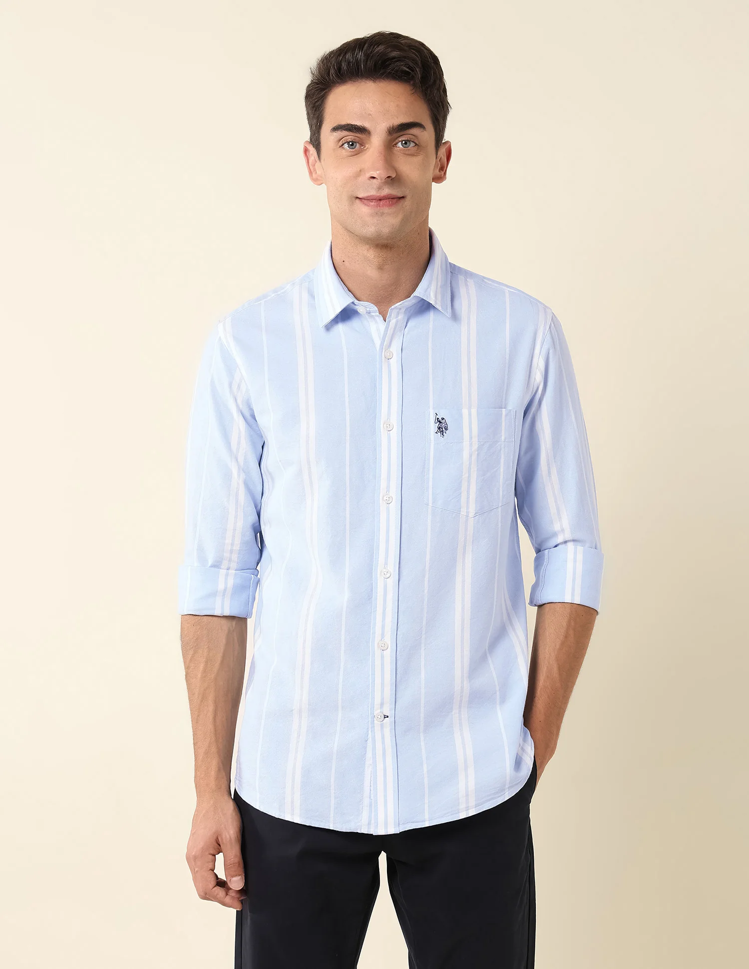 Vertical Striped Tailored Fit Shirt - Image 6