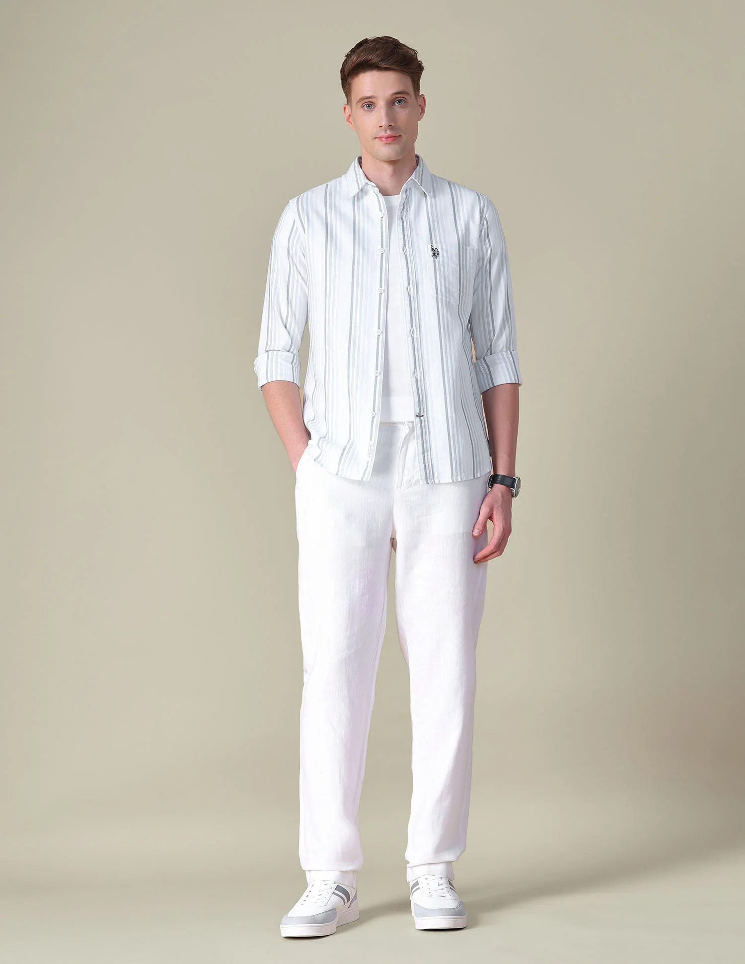 Vertical Striped Tailored Fit Shirt - Image 3