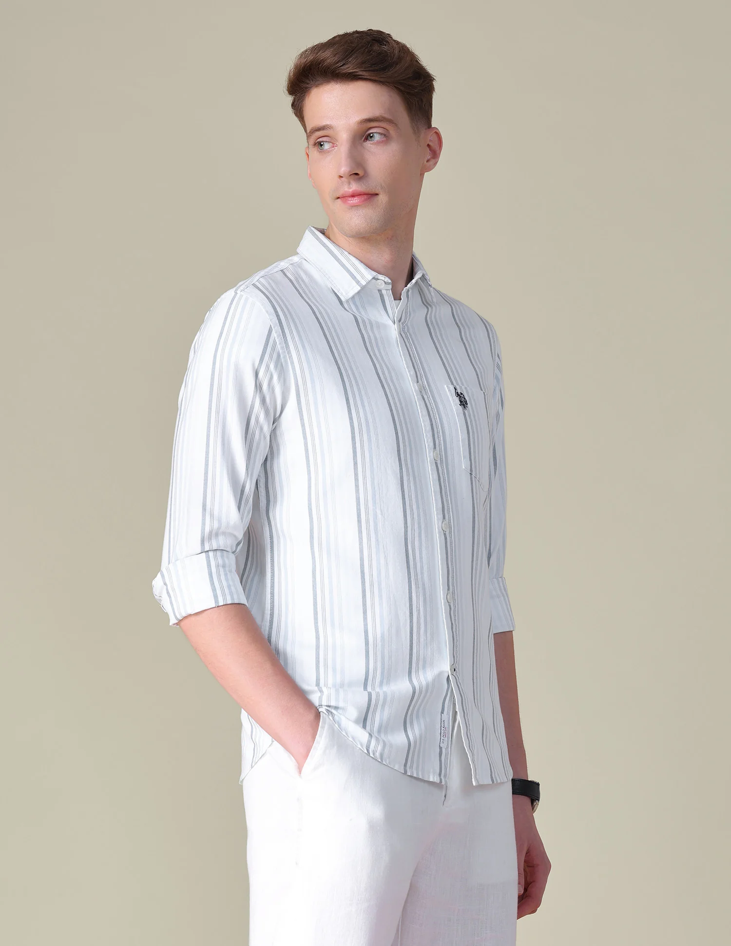 Vertical Striped Tailored Fit Shirt - Image 4