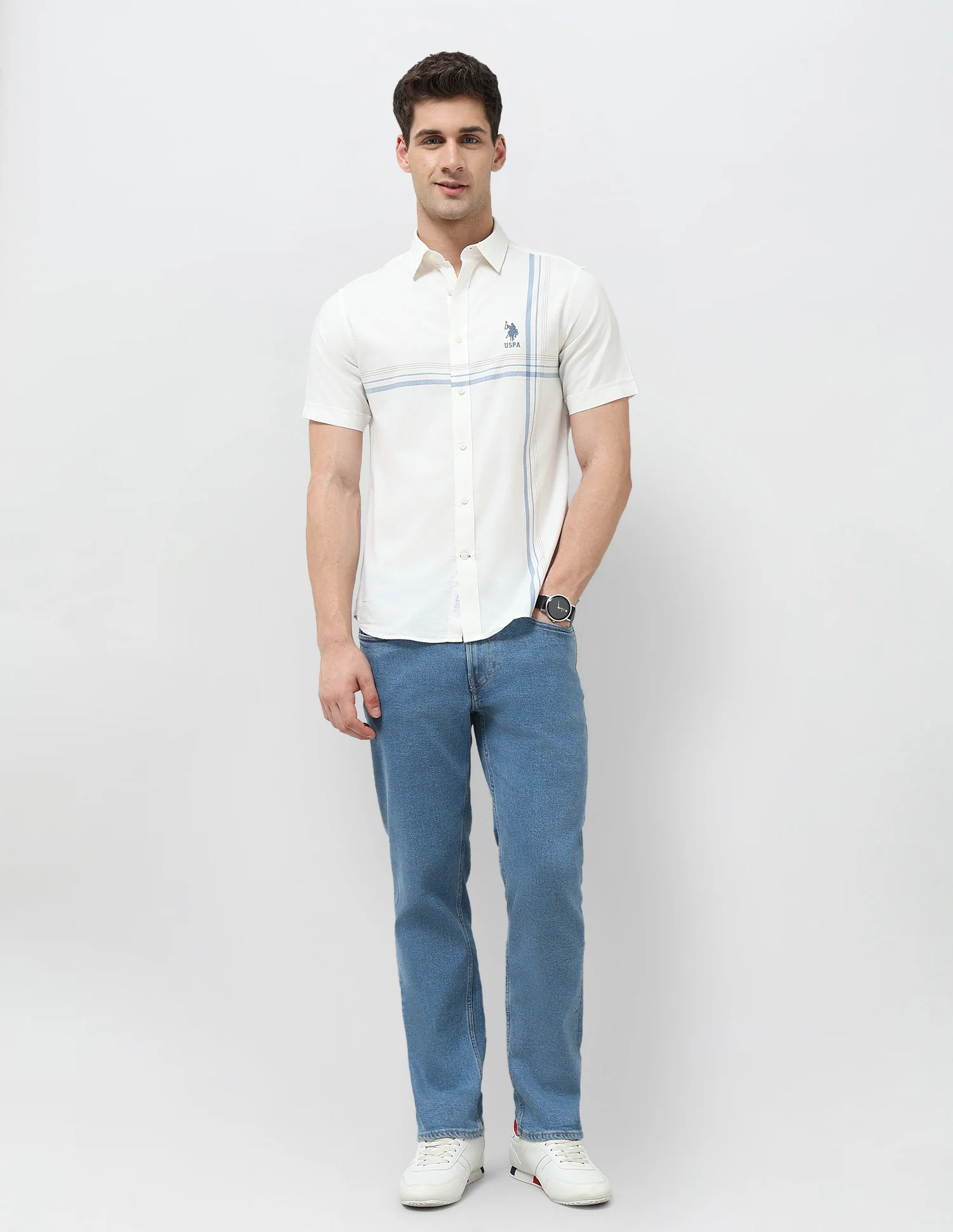 Vertical Striped Tailored Fit Shirt - Image 3
