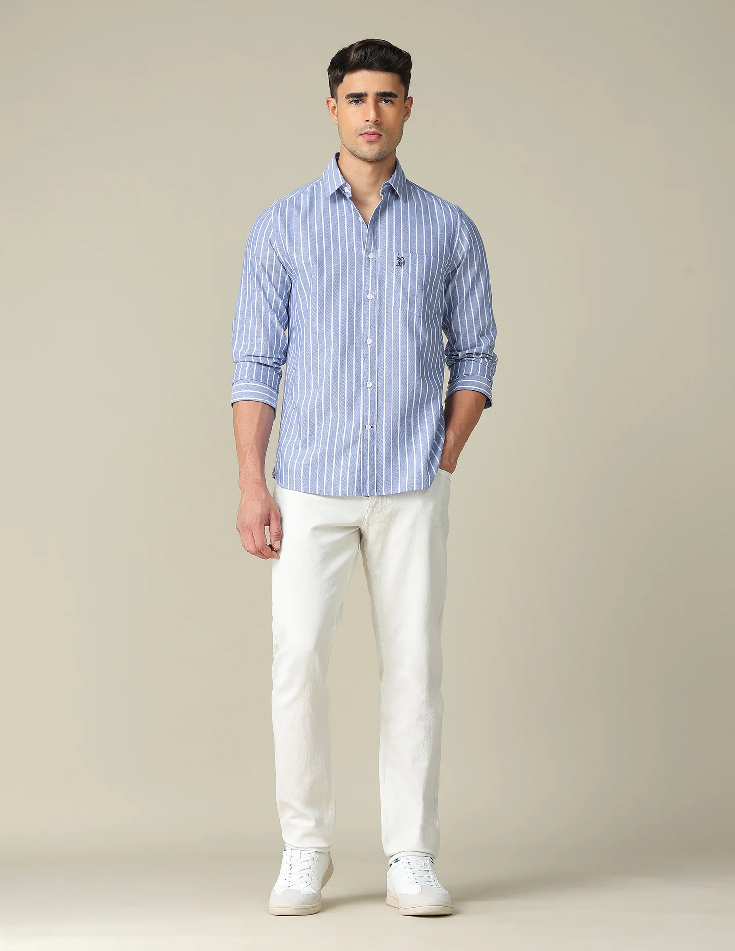 Vertical Striped Tailored Fit Shirt - Image 3