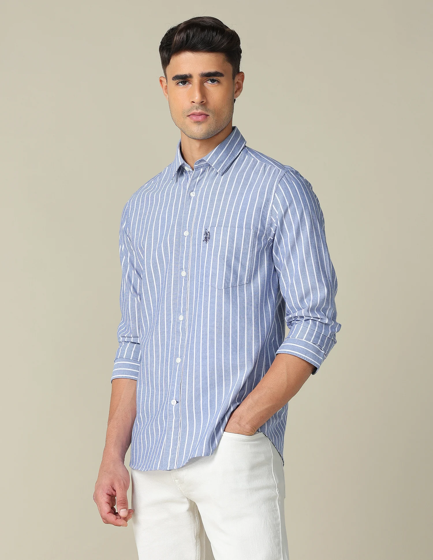 Vertical Striped Tailored Fit Shirt - Image 4