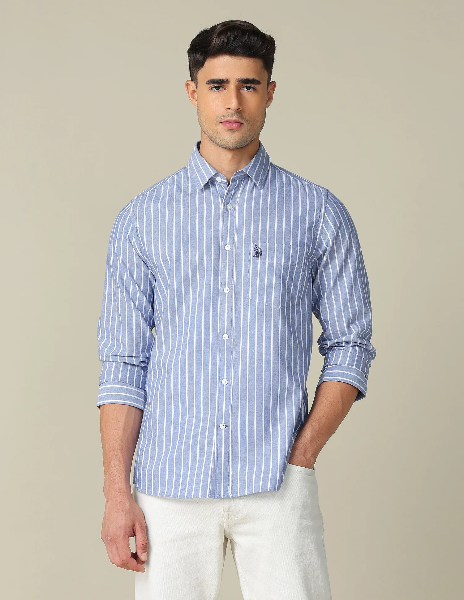Vertical Striped Tailored Fit Shirt - Image 6