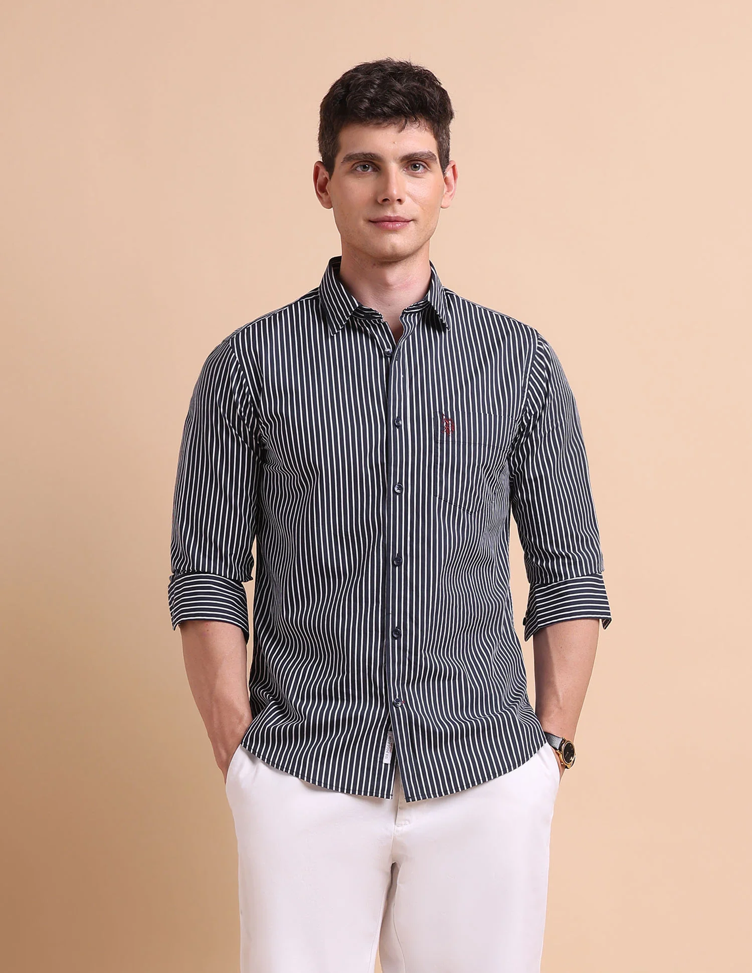 Vertical Striped Tailored Fit Shirt