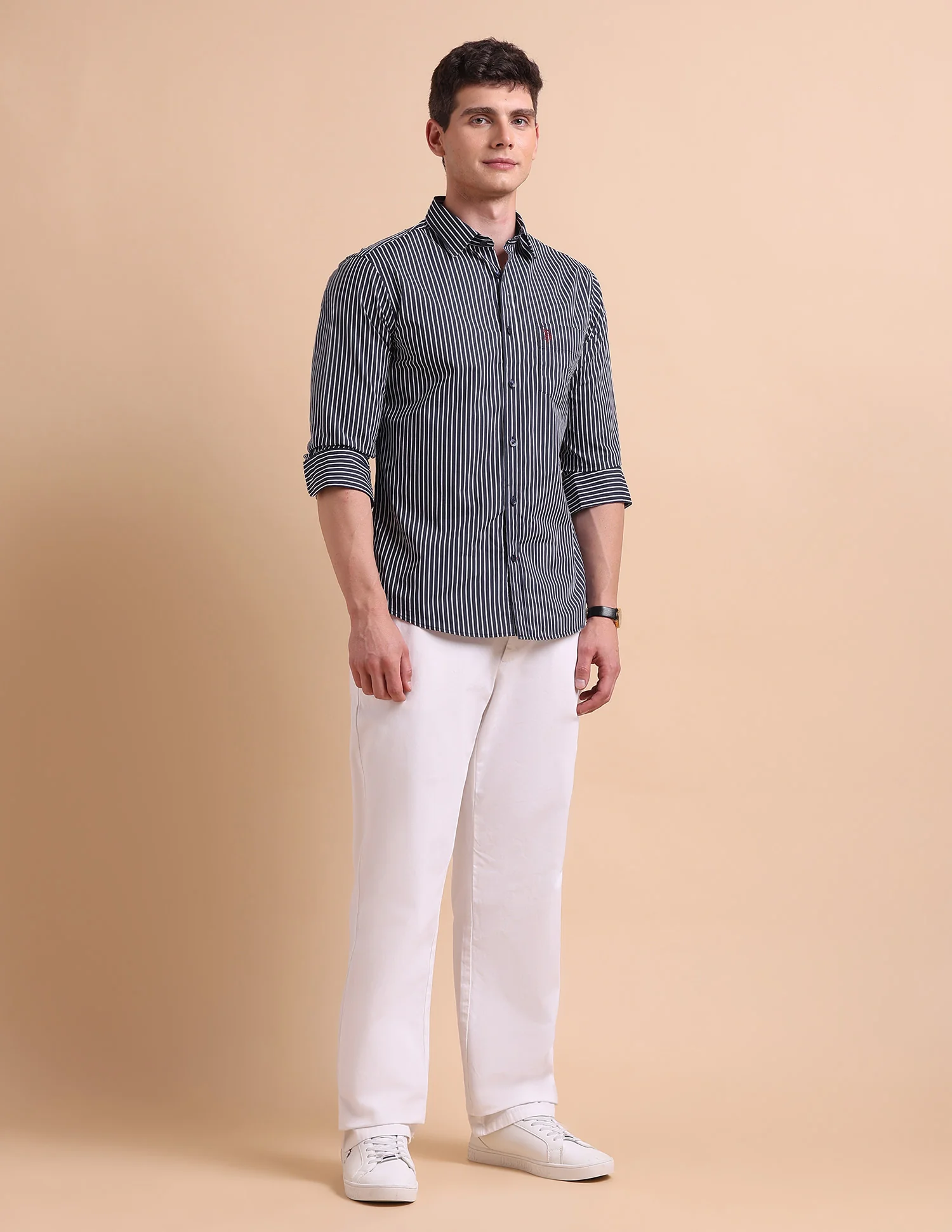 Vertical Striped Tailored Fit Shirt - Image 3