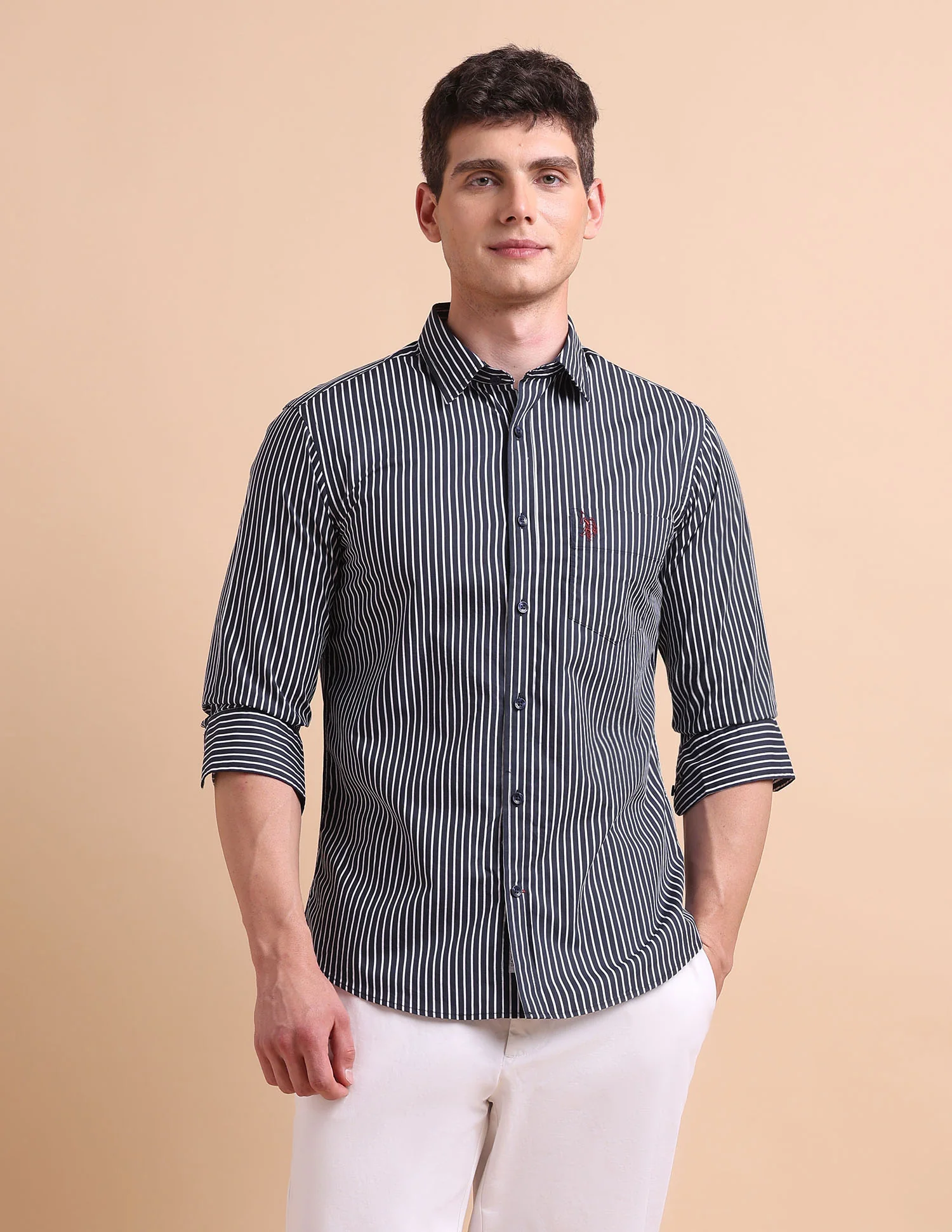 Vertical Striped Tailored Fit Shirt - Image 6
