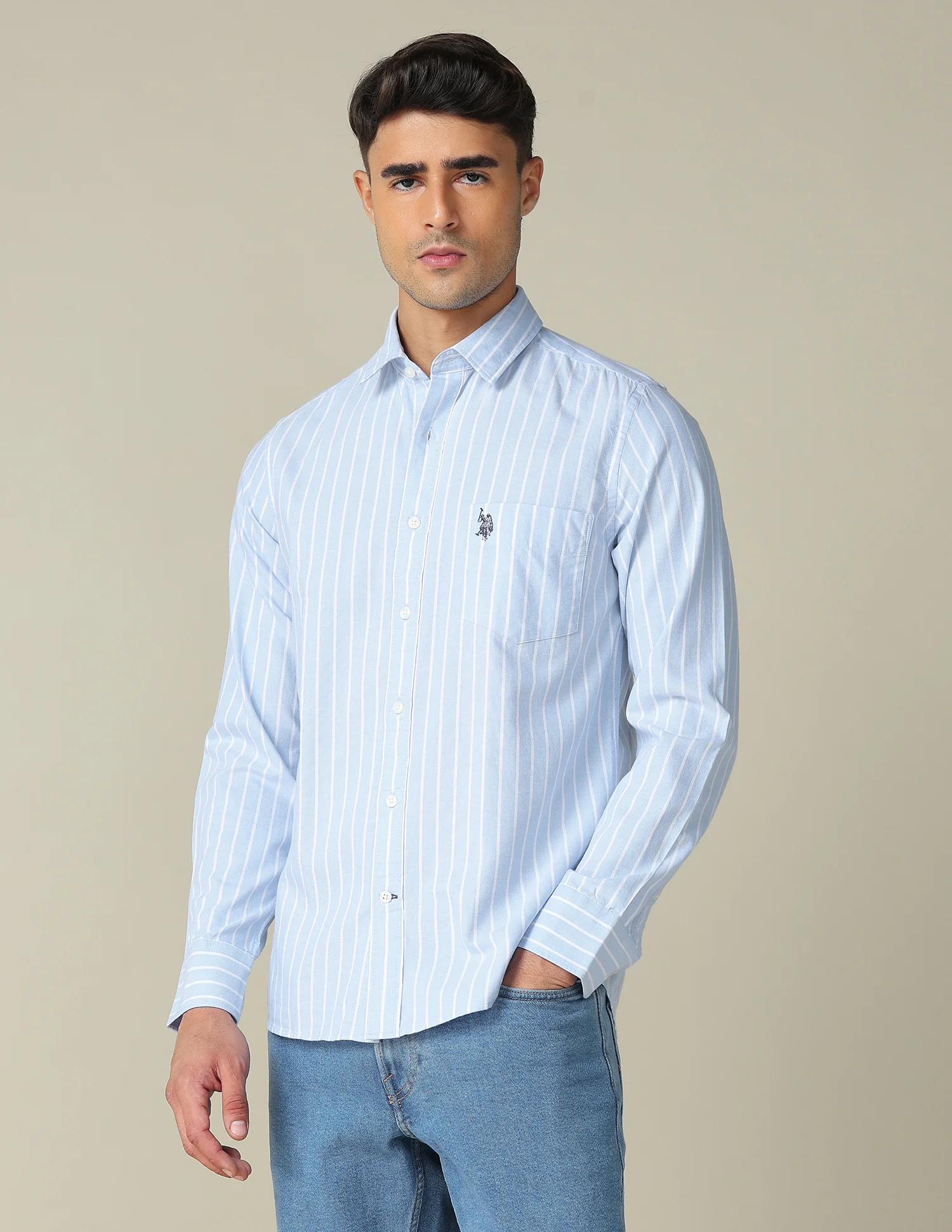 Vertical Striped Tailored Fit Shirt - Image 4