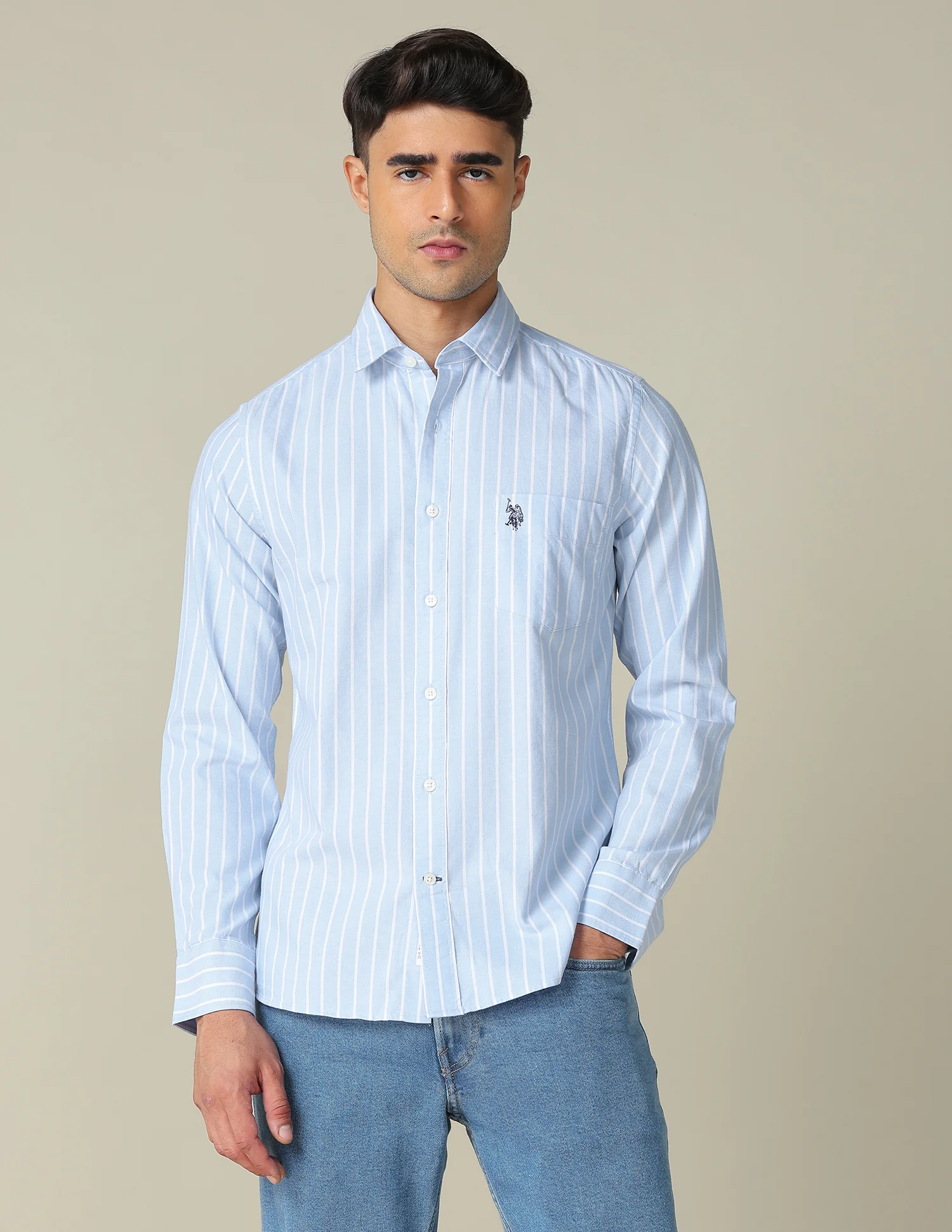 Vertical Striped Tailored Fit Shirt - Image 6