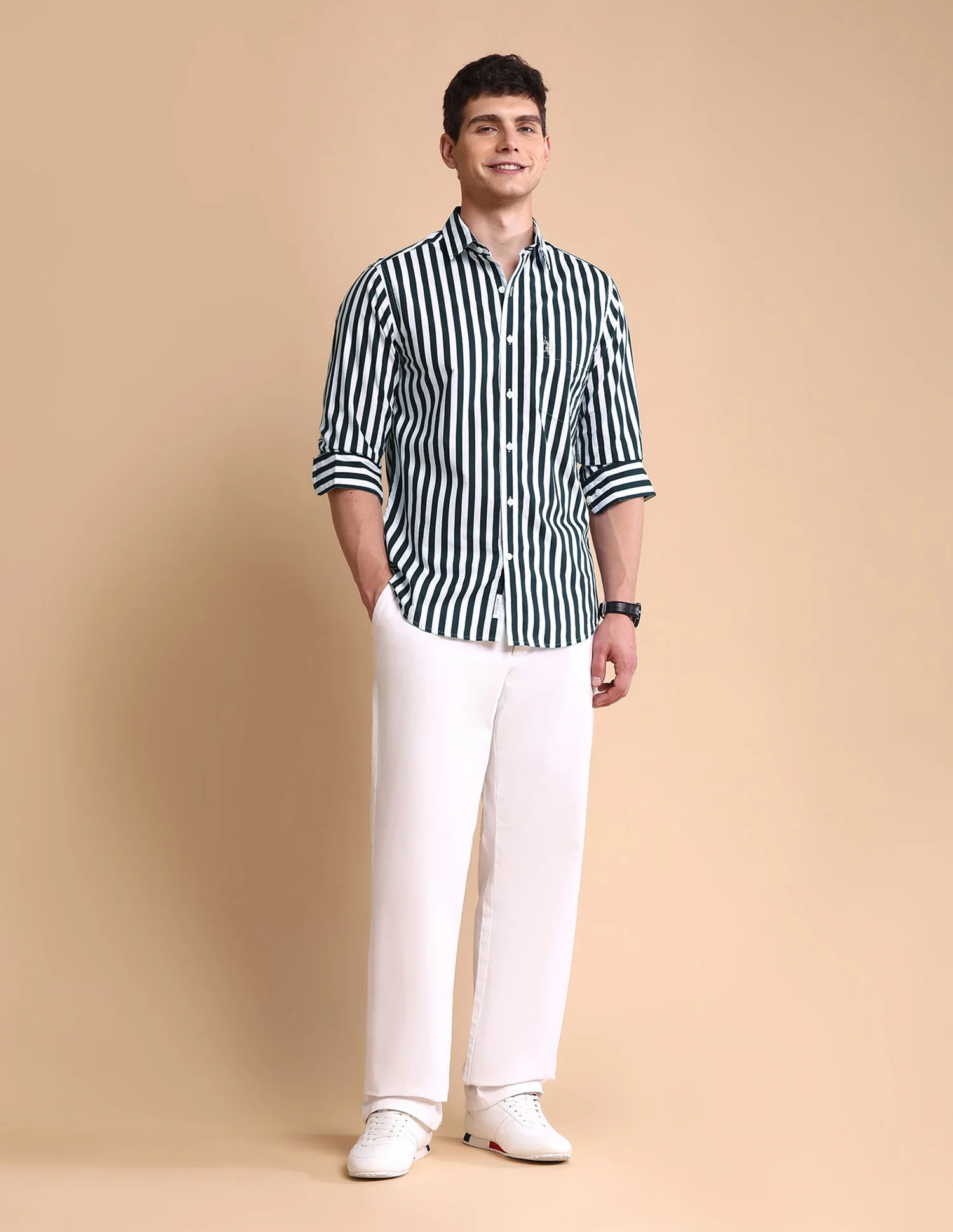 Vertical Striped Tailored Fit Shirt - Image 3