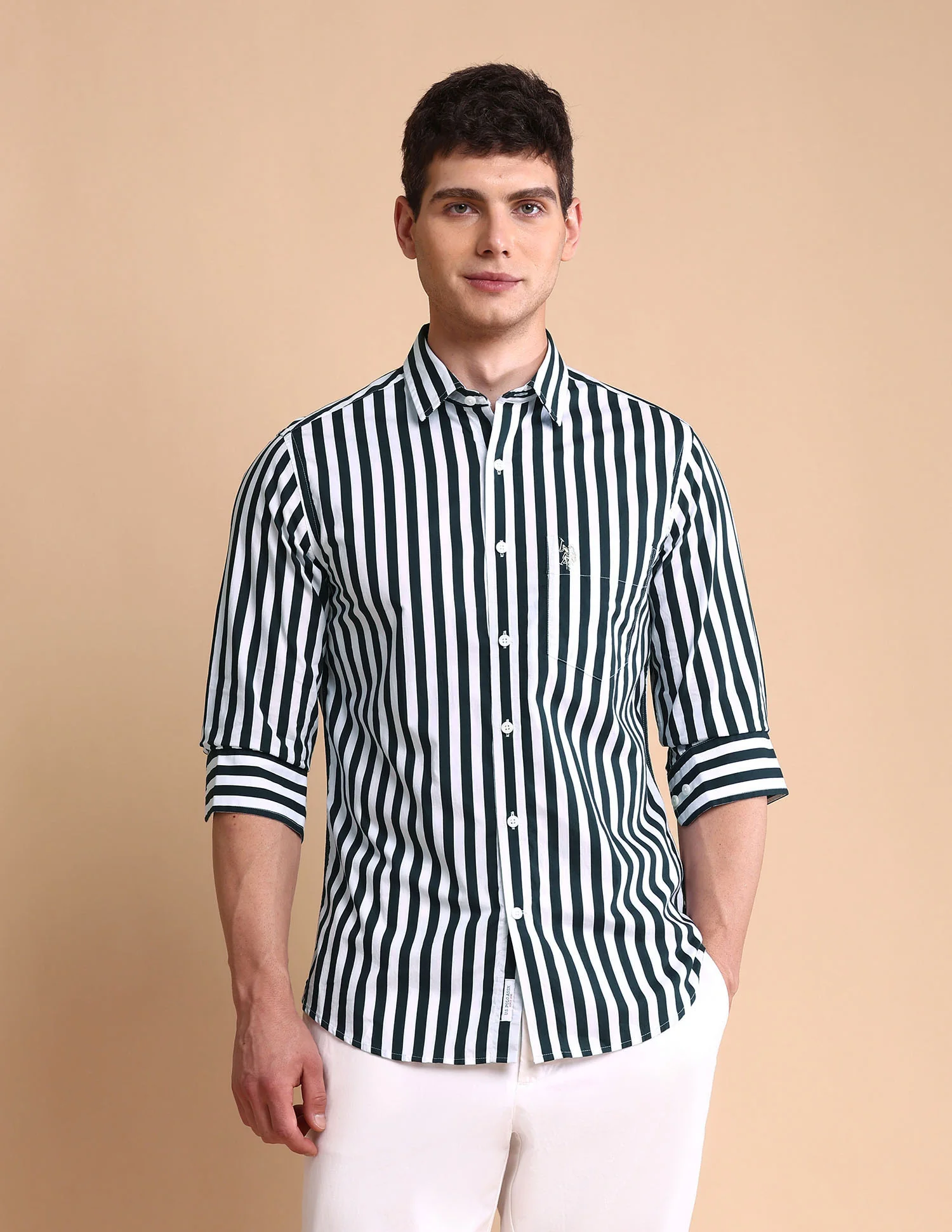 Vertical Striped Tailored Fit Shirt - Image 5