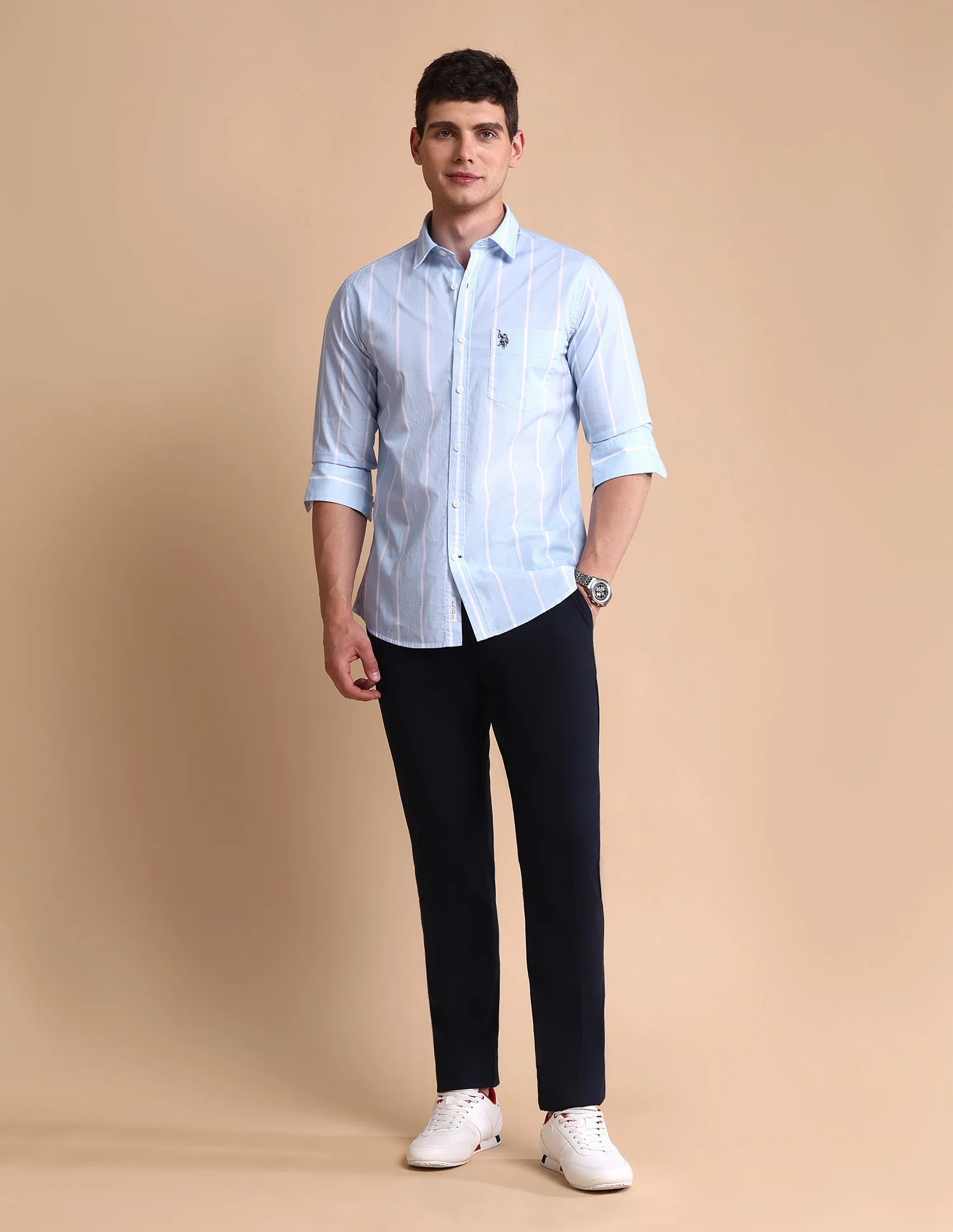 Vertical Striped Tailored Fit Shirt - Image 3