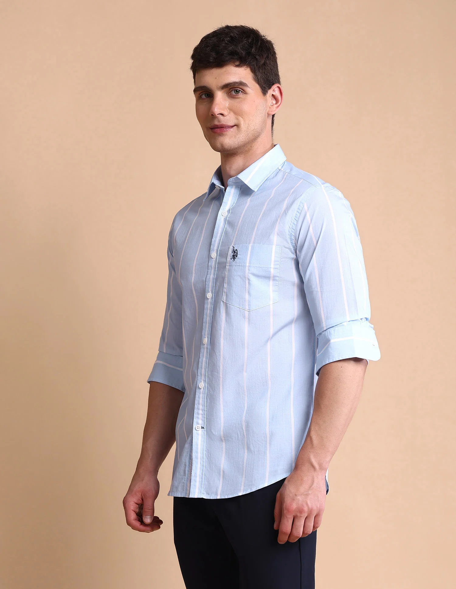 Vertical Striped Tailored Fit Shirt - Image 4