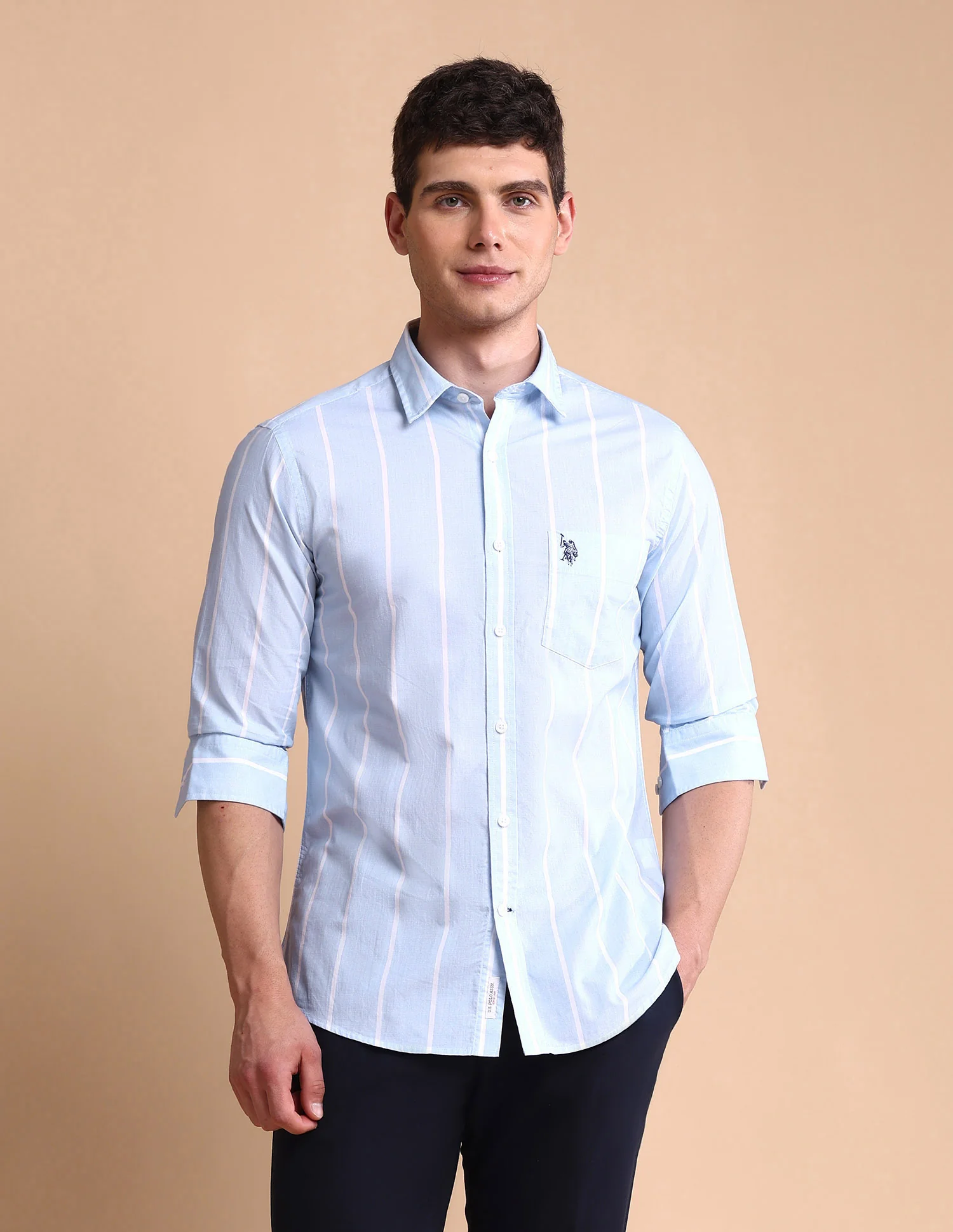 Vertical Striped Tailored Fit Shirt - Image 6