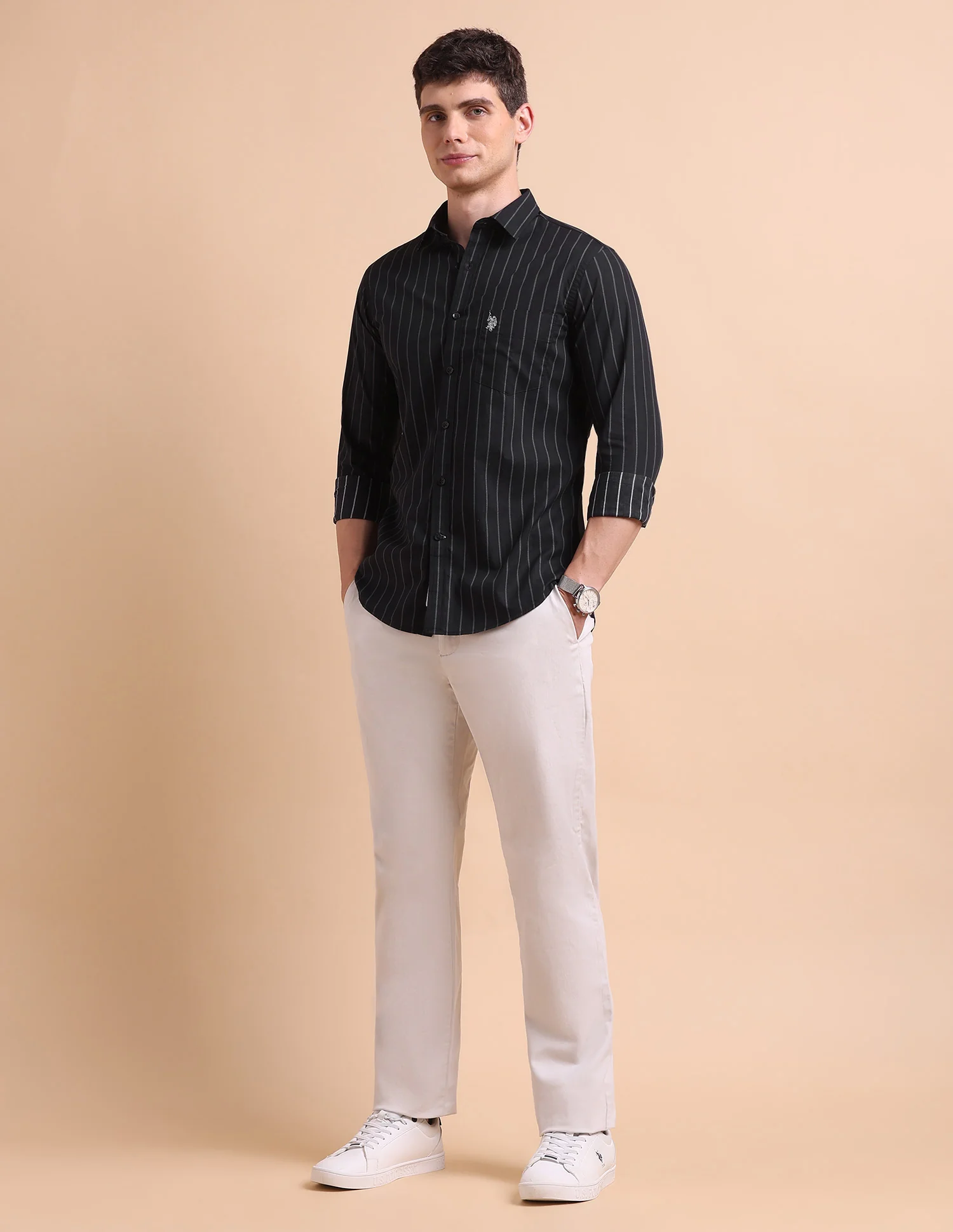 Vertical Striped Tailored Fit Shirt - Image 3