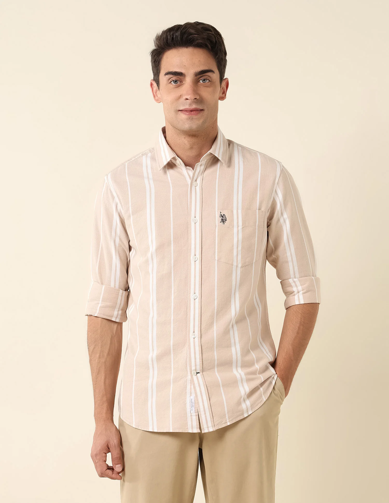 Vertical Striped Tailored Fit Shirt - Image 6