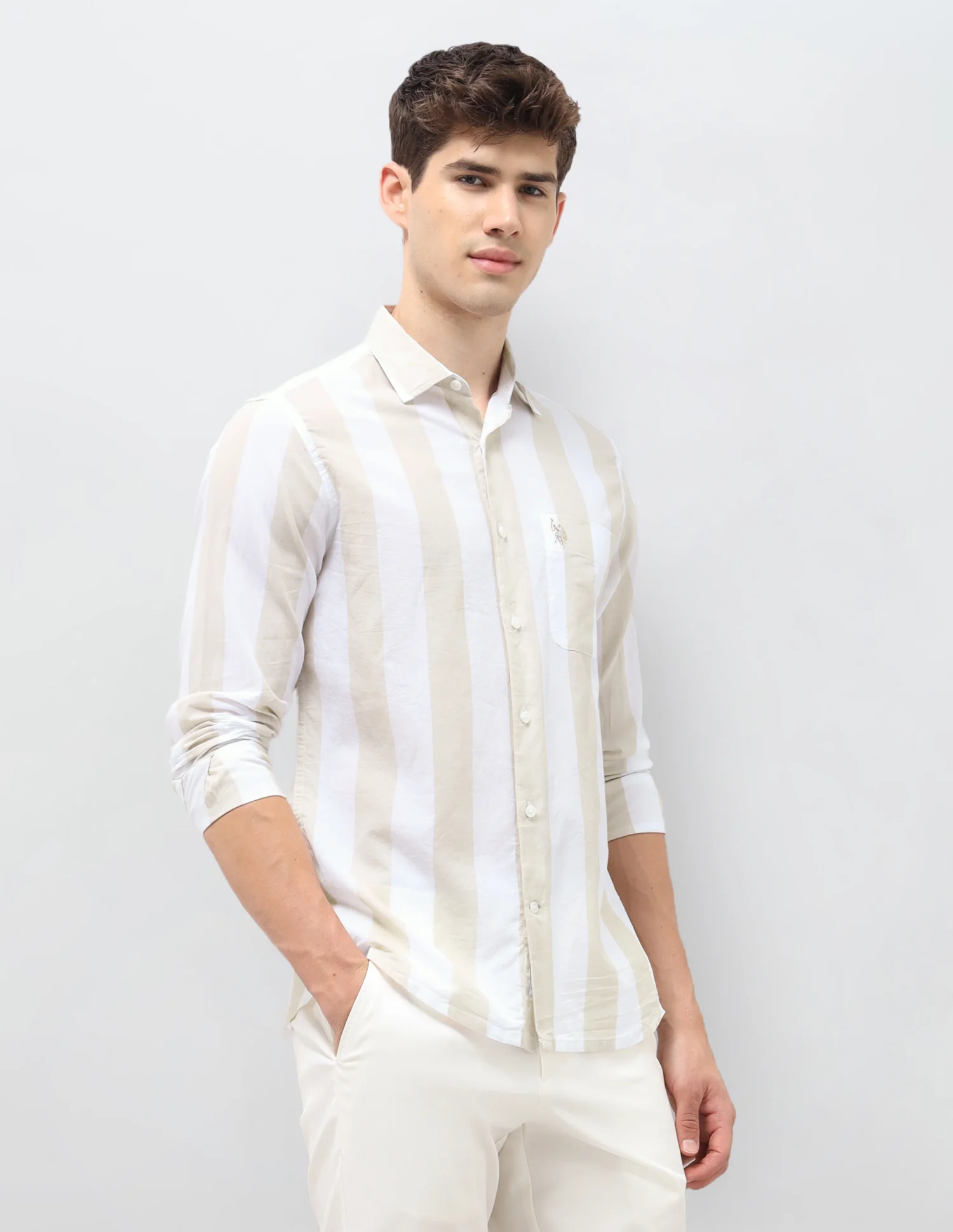 Vertical Striped Tailored Fit Shirt - Image 4
