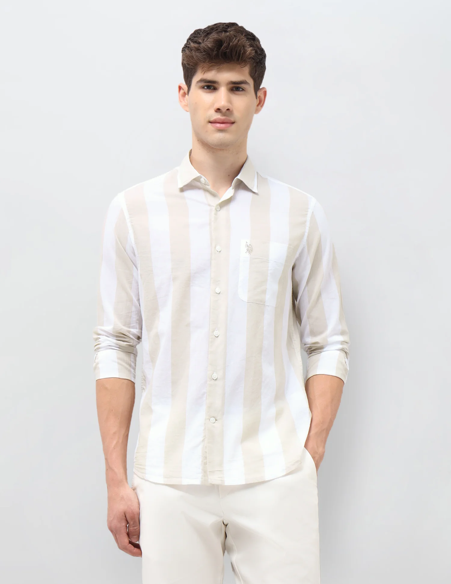 Vertical Striped Tailored Fit Shirt - Image 6