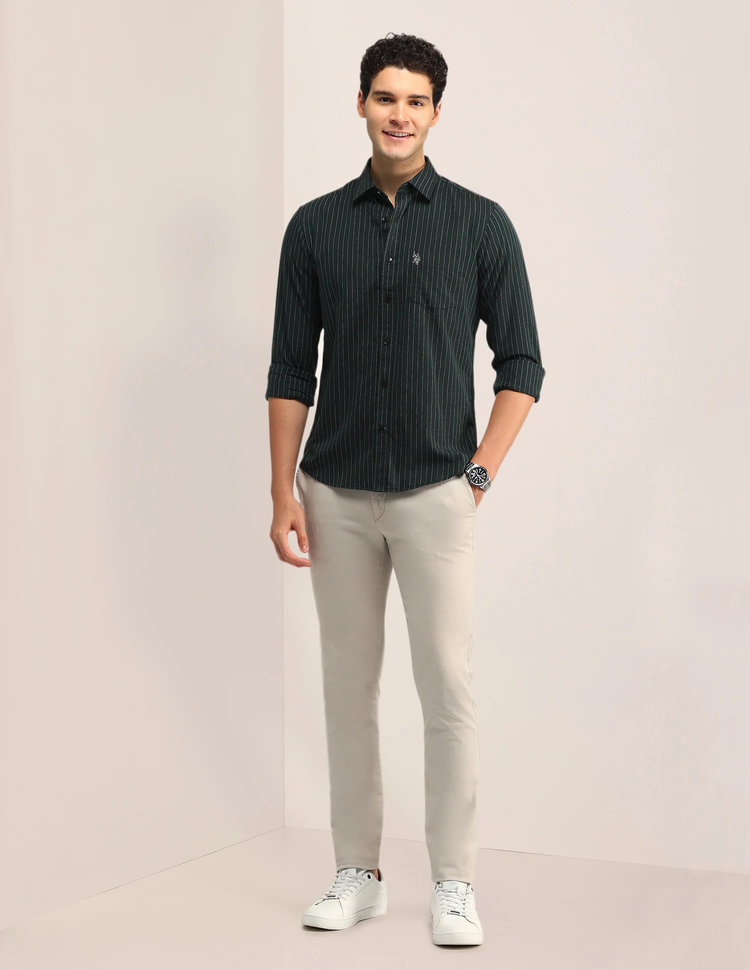 Vertical Striped Tailored Fit Shirt - Image 3