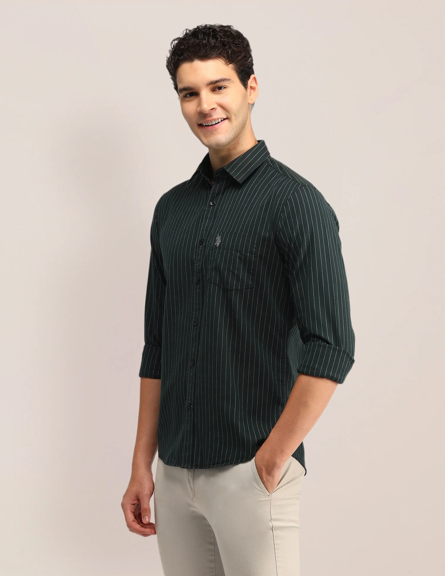 Vertical Striped Tailored Fit Shirt - Image 4