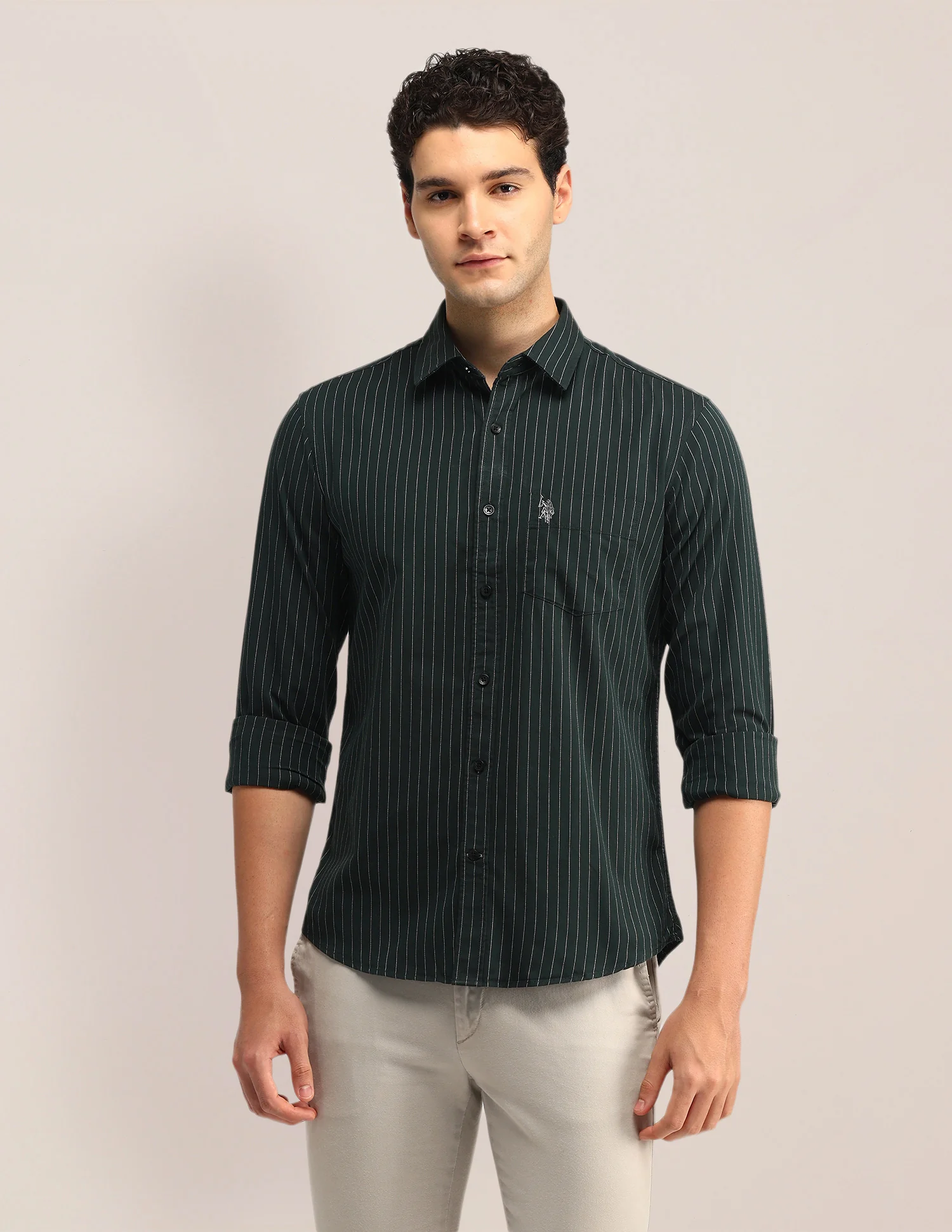 Vertical Striped Tailored Fit Shirt - Image 6