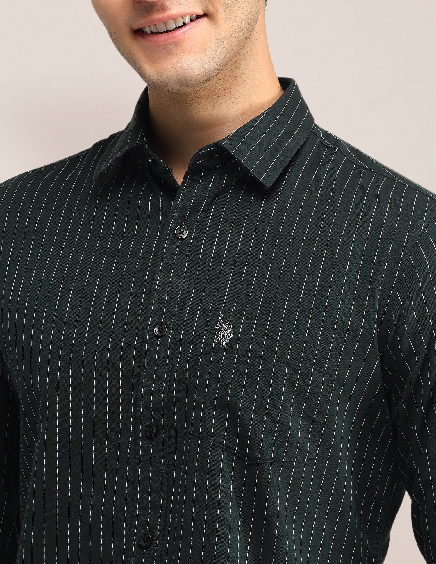 Vertical Striped Tailored Fit Shirt - Image 7